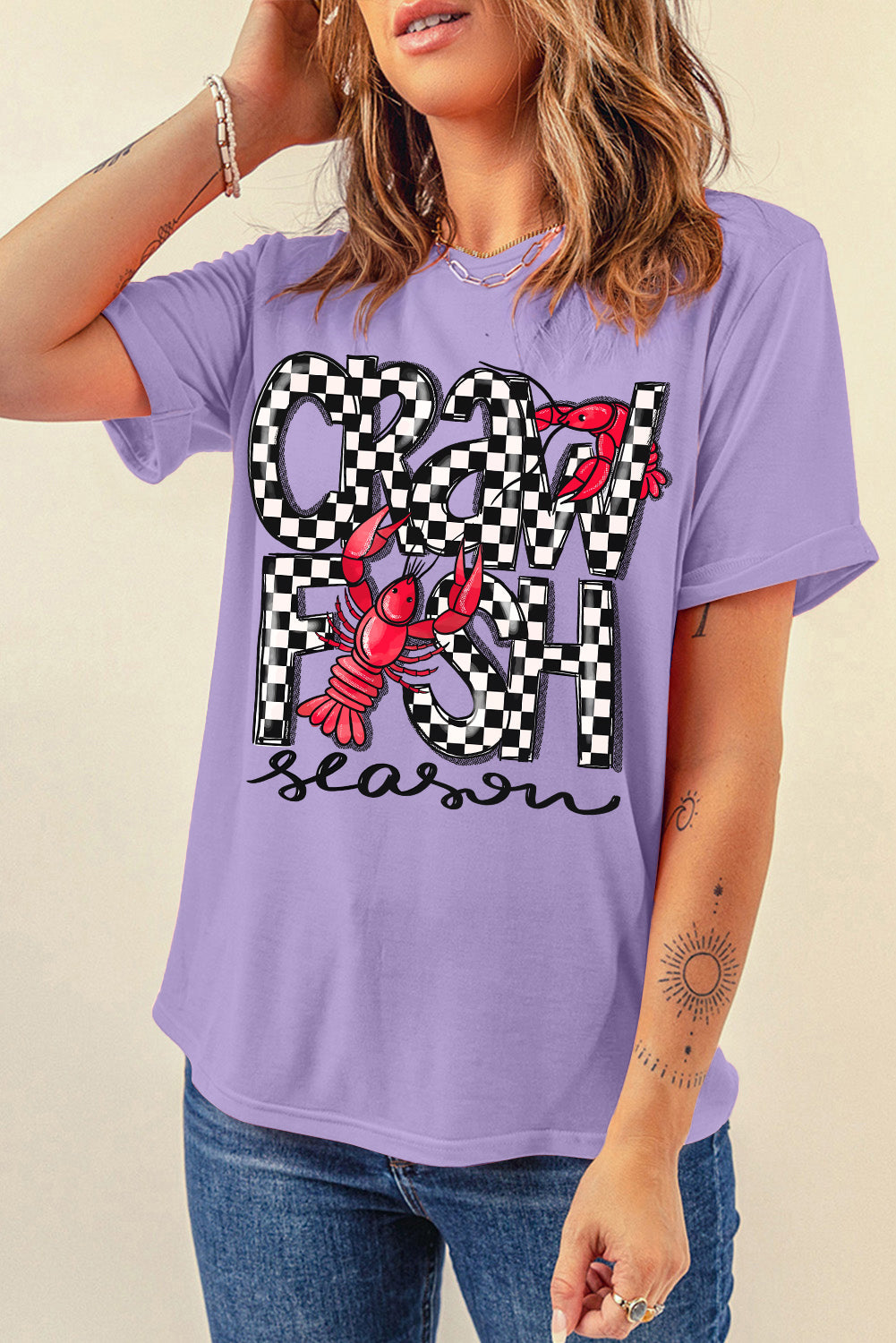 Wisteria Craw Fish Season Graphic Short Sleeve Top
