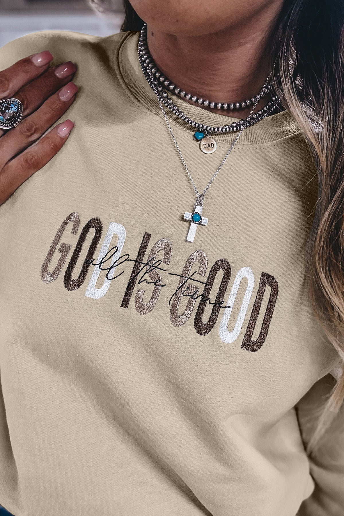Jet Stream GOD IS GOOD Western Embroidered Sweatshirt