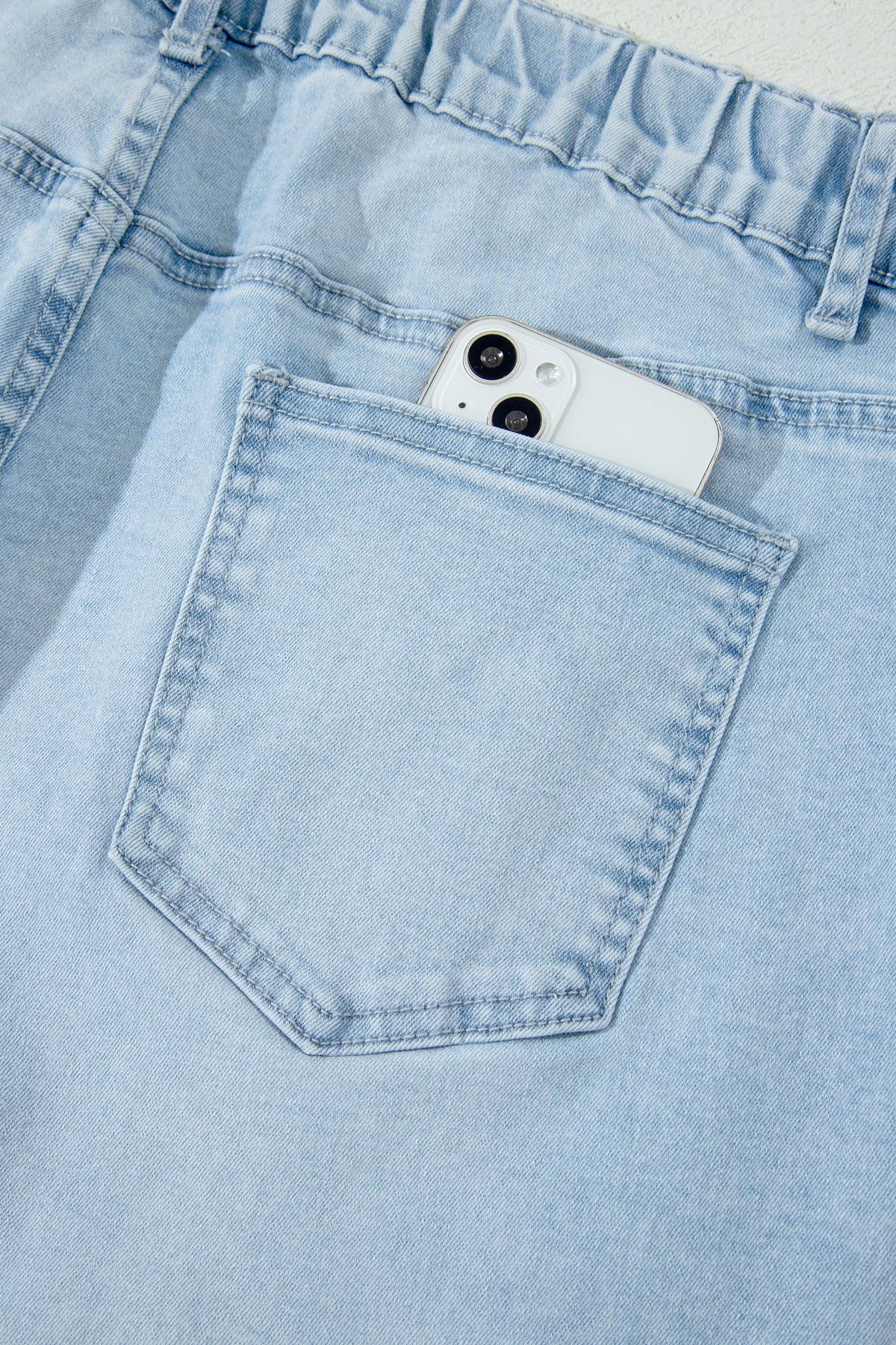 Beau Blue Plus Size Seam Detail Patch Pocket Raw Cut Shift Jeans