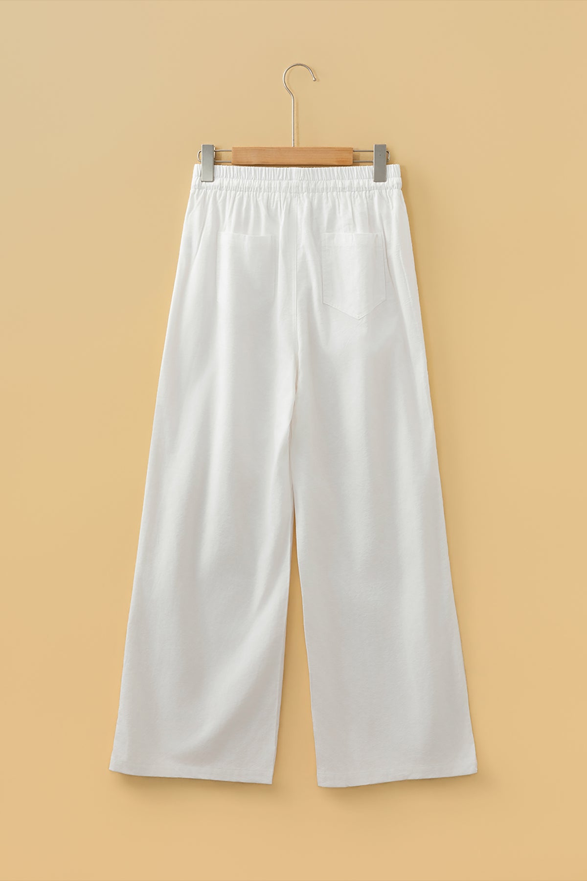 Jet Stream Drawstring Elastic Waist Button Pleated Wide Leg Pants