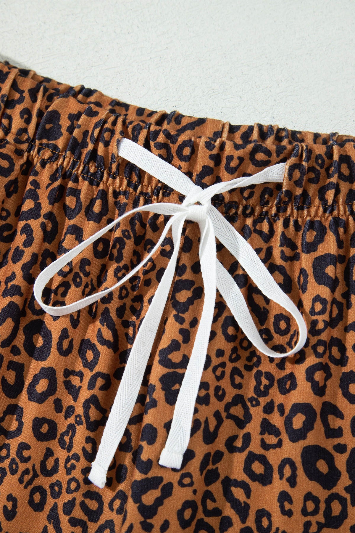 Women's Brown Leopard Print Long-Sleeve Top Relaxed Pants Set