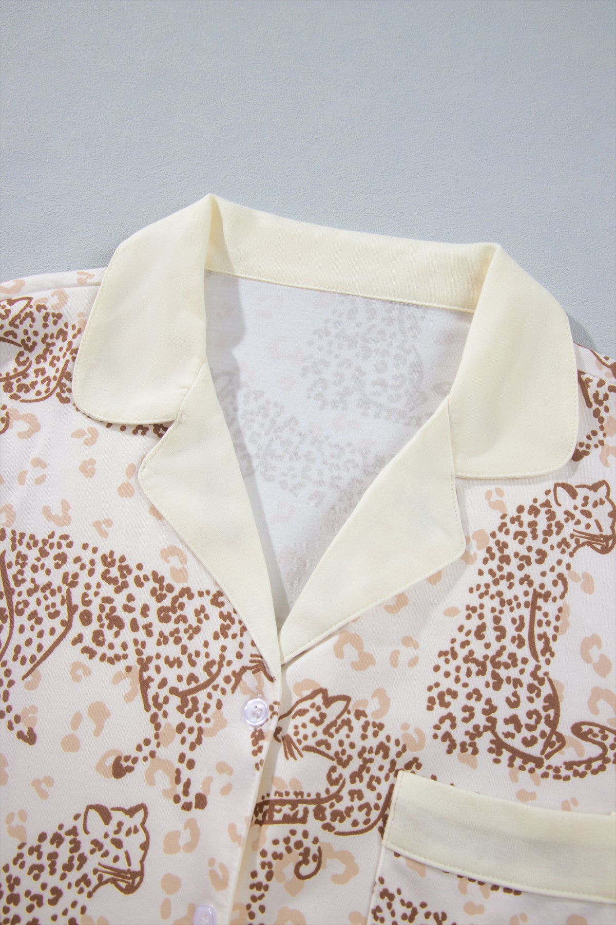 Yellow Leopard Print Colorblock Long Sleeve Lounge Set
