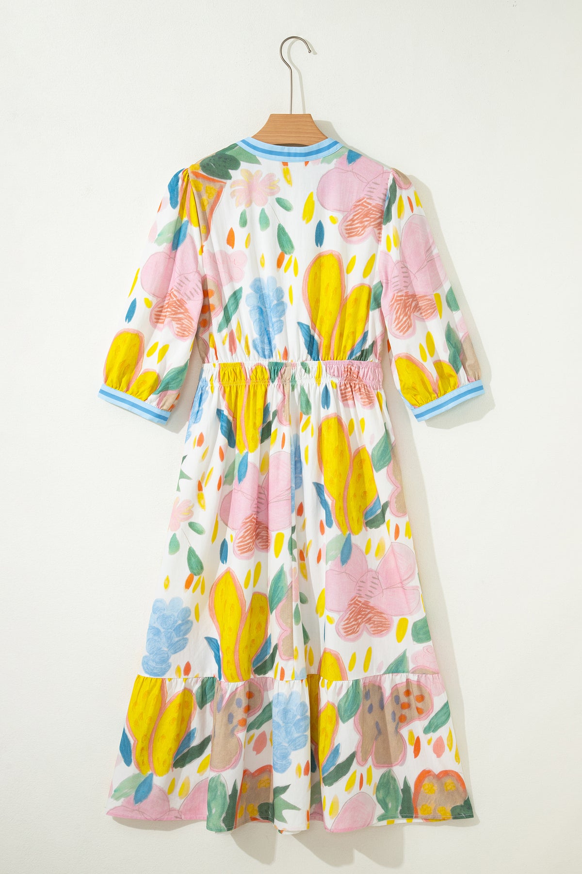 Multicolour Floral V-Neck Midi Dress