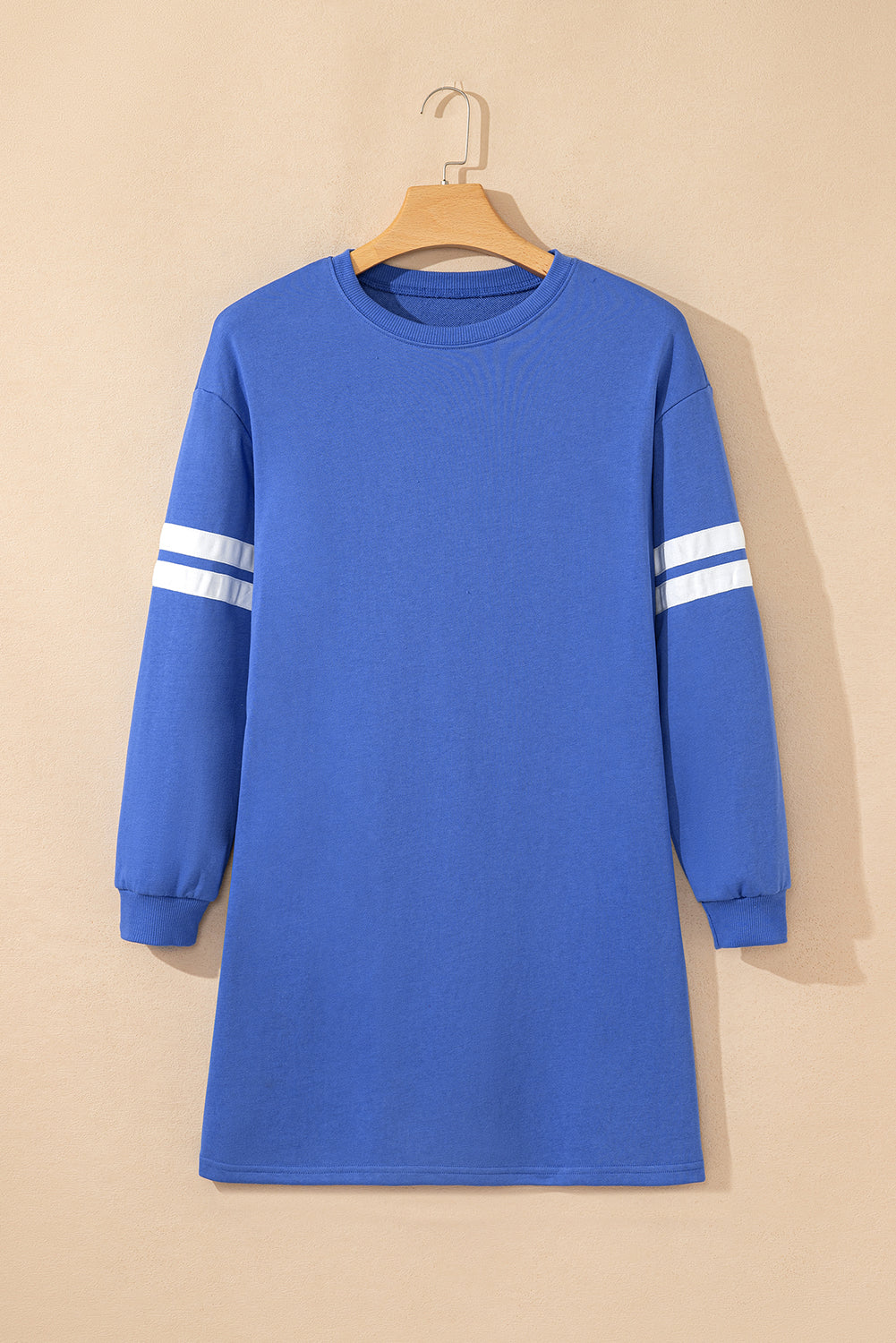 Black Varsity Contrast Banded Sleeve Shift Sweatshirt Dress