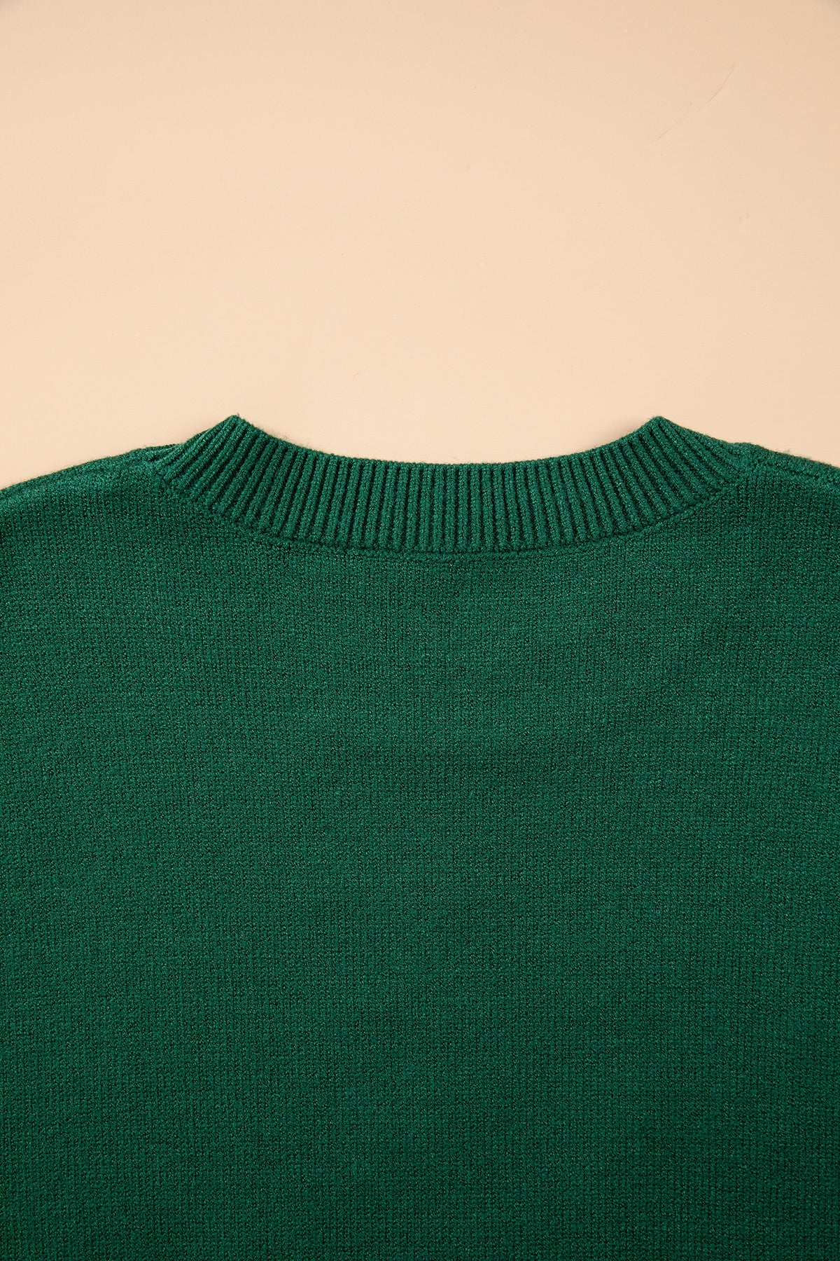 Blackish Green Abstract Dog Embroidery Christmas Round Neck Sweater