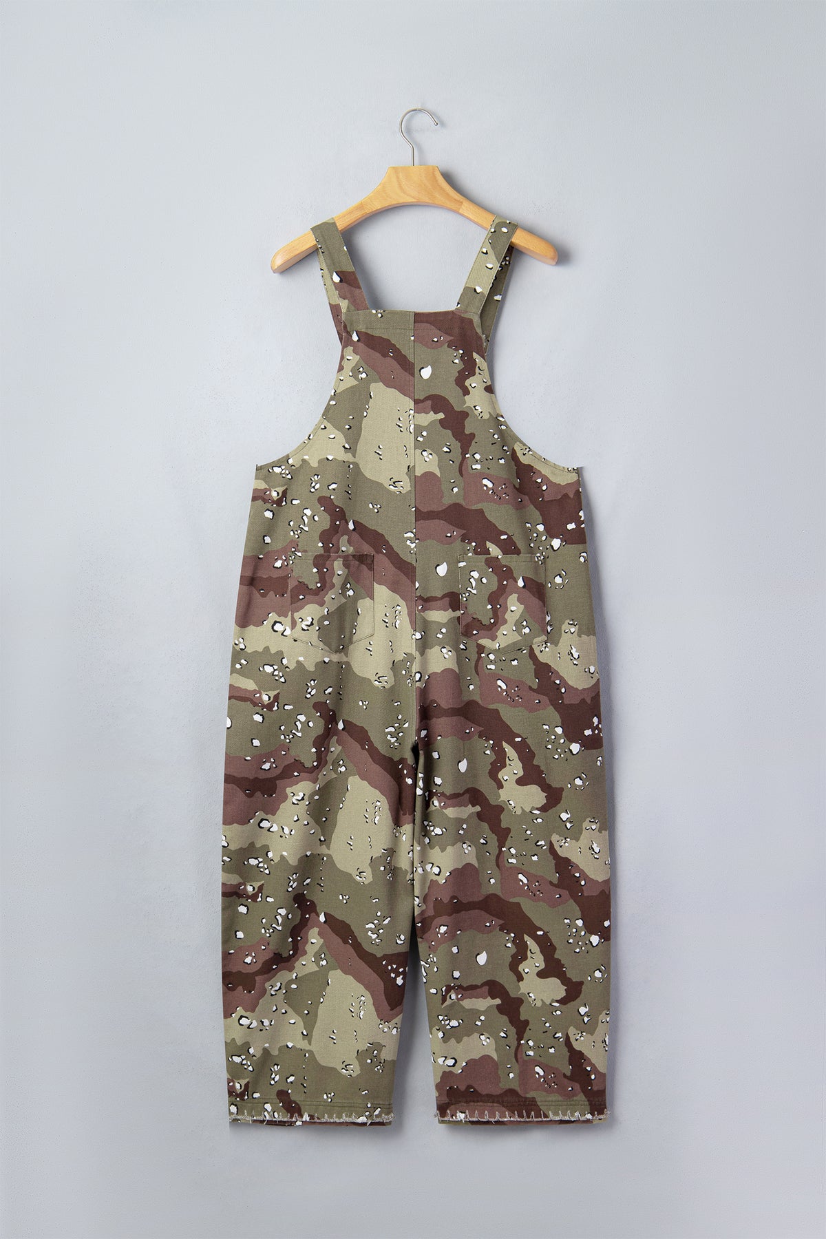 Green Camouflage Print Leopard Loose Denim Overall Cropped Jumpsuit