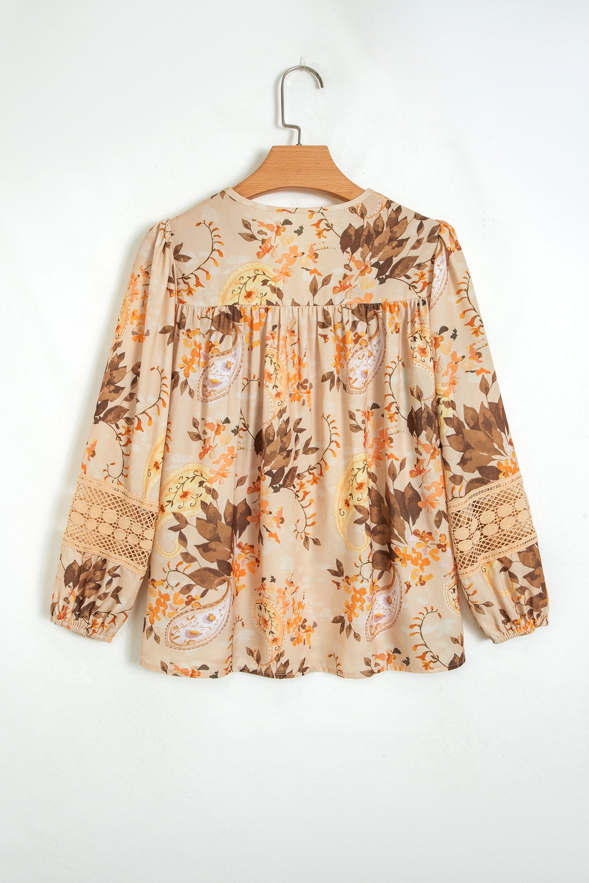 Khaki Paisley Print Decorative Binding Tape V Blouse