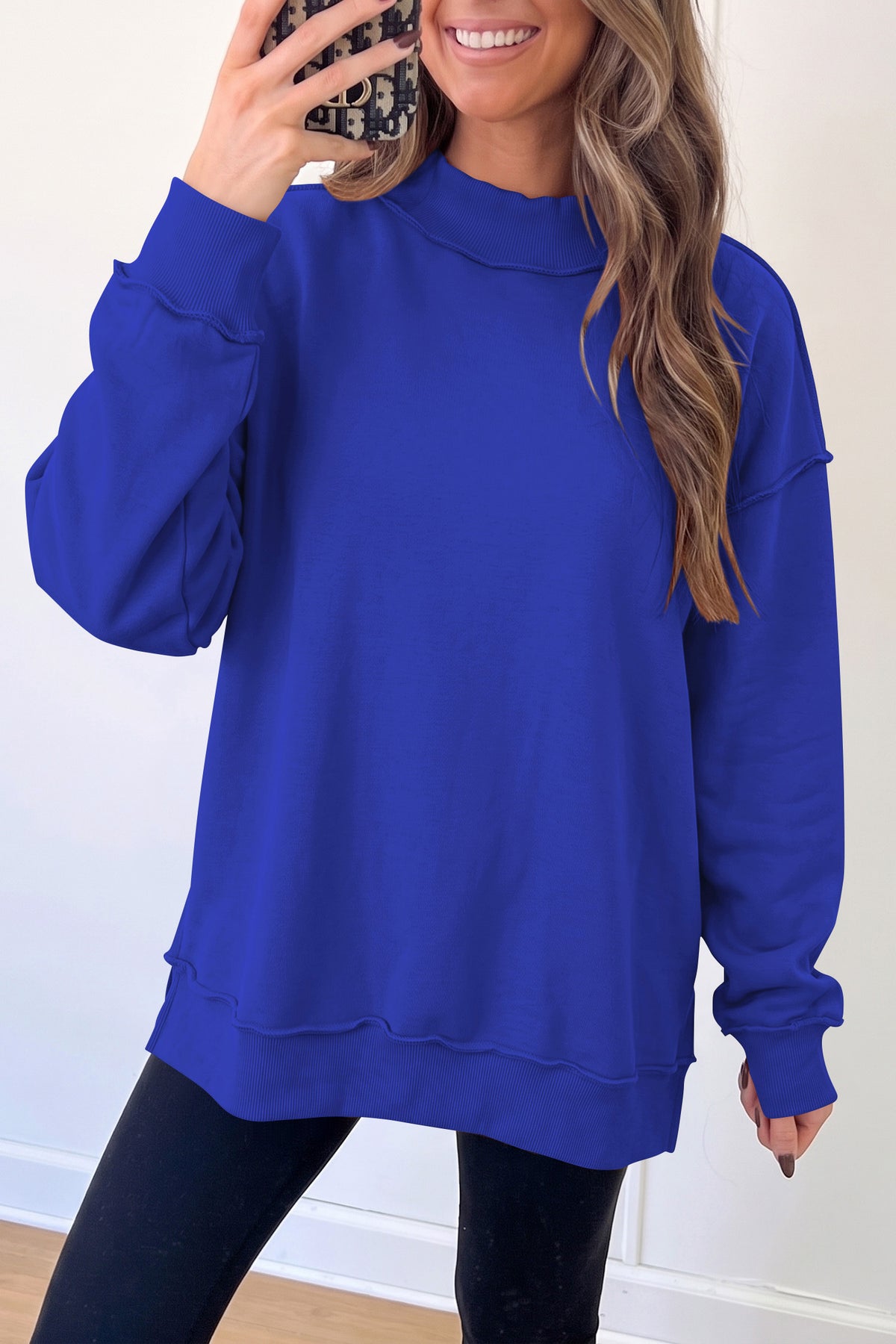 Bluing Oversize Reversible Mock Neck Sweatshirt