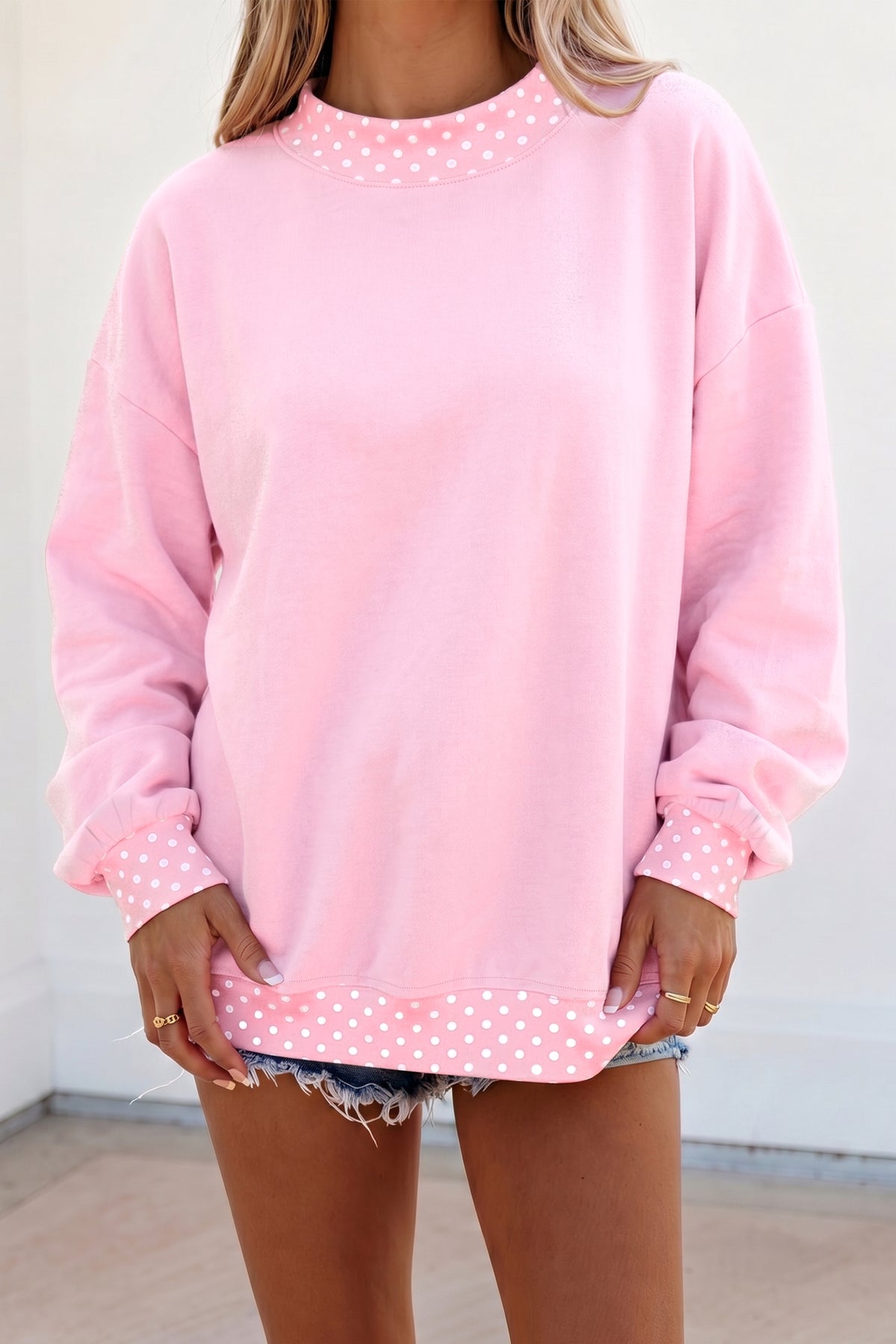 Tillandsia Purple Polka Dot Oversized Sweatshirt