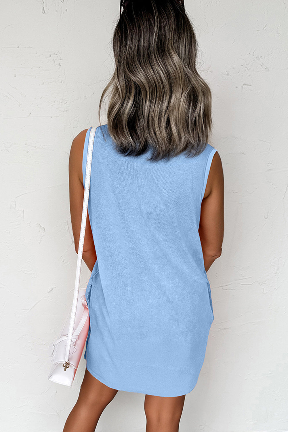 Beau Blue Mineral Wash Tank Mini Dress with Pockets