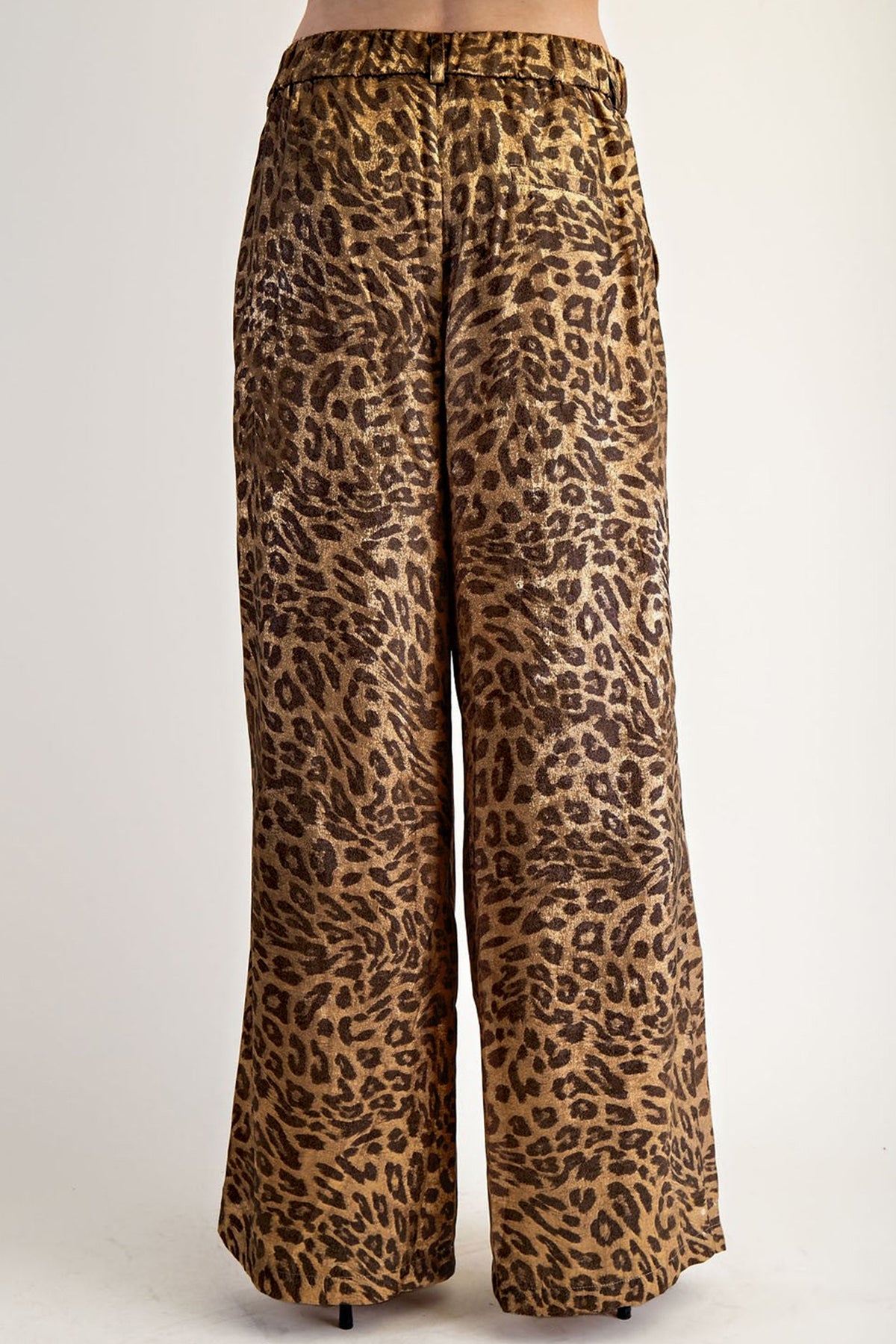 Multicolour Leopard Print Western Style Wide Leg Full-Length Pants