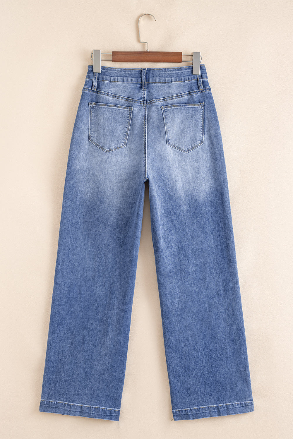 Beau Blue Tailored Center Seam Straight Loose High Rise Jeans