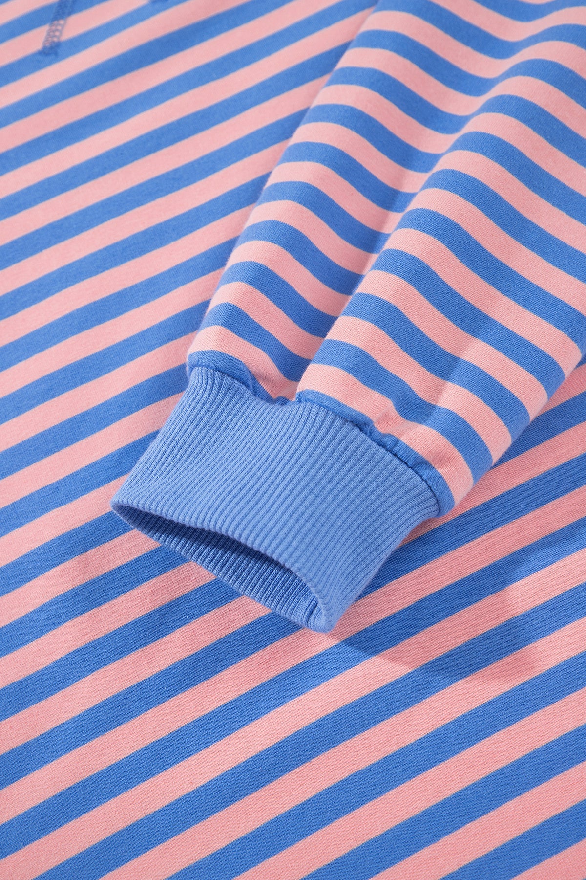Women's Blue Stripe Long-Sleeve Relaxed Pullover Mini Skort Two-Piece Set