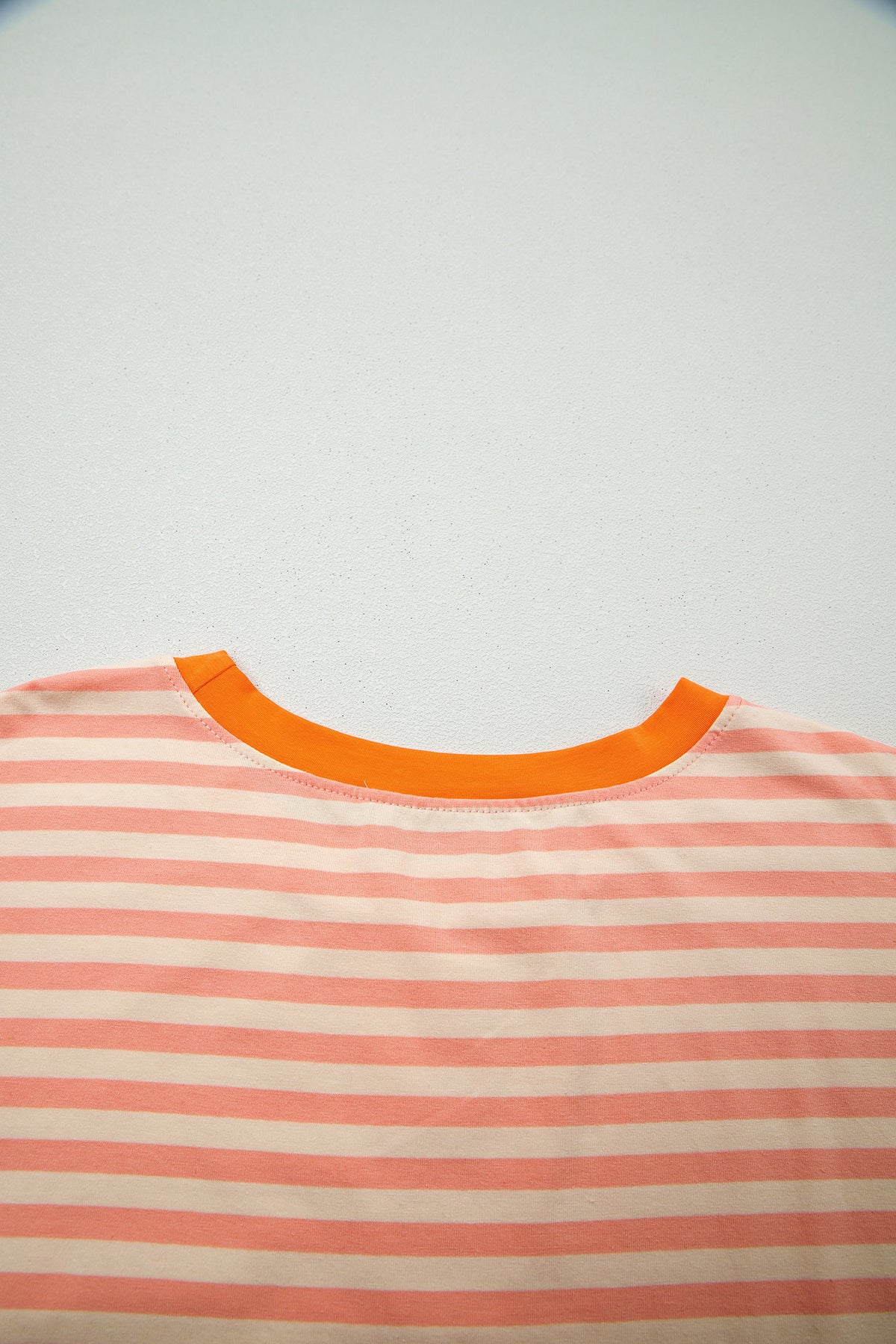 Pink Stripe Drop-Shoulder T Shirt and Shorts Plus Size Summer Set