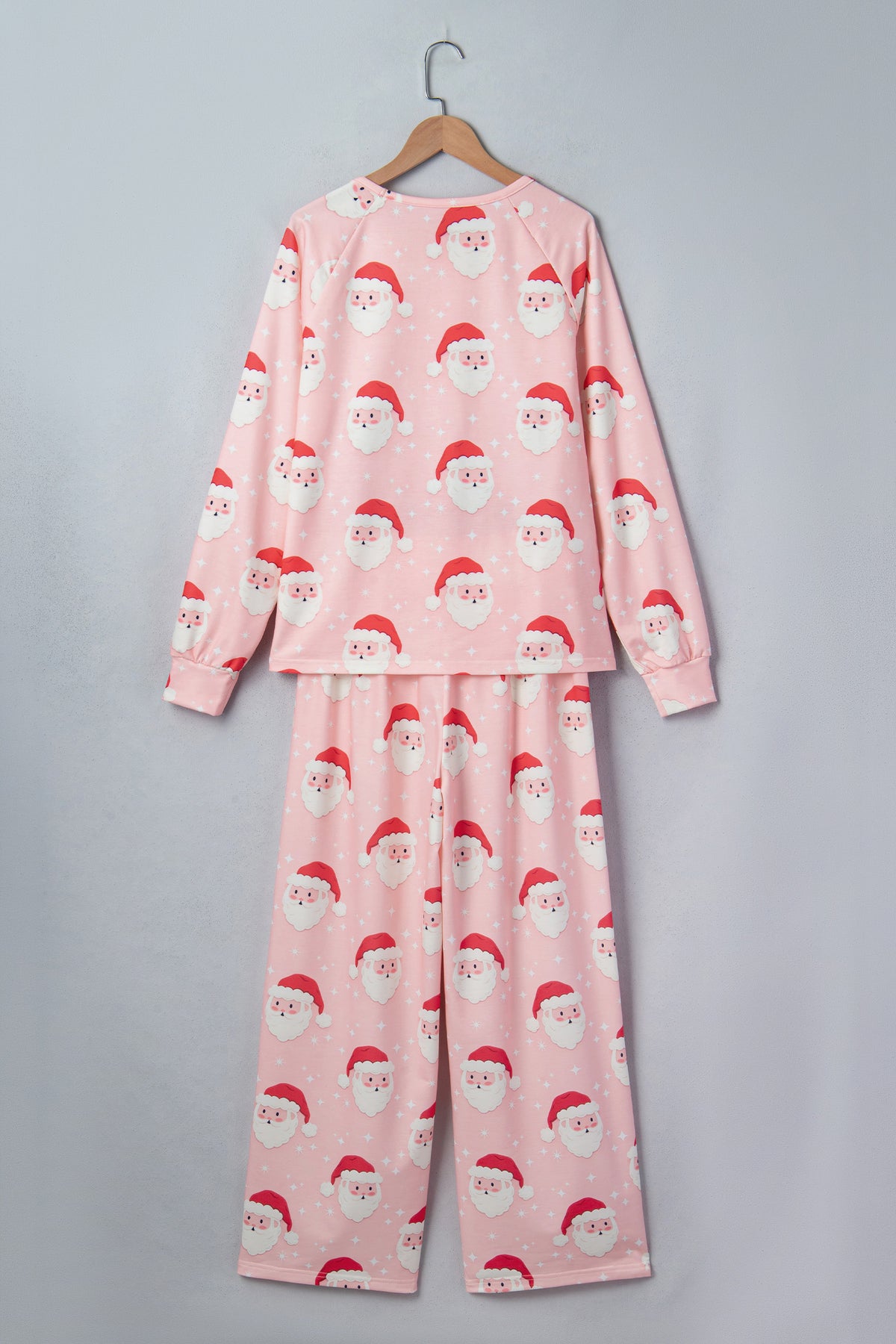 Pink Abstract Santa Pattern Long Sleeve Shift Lounge Set