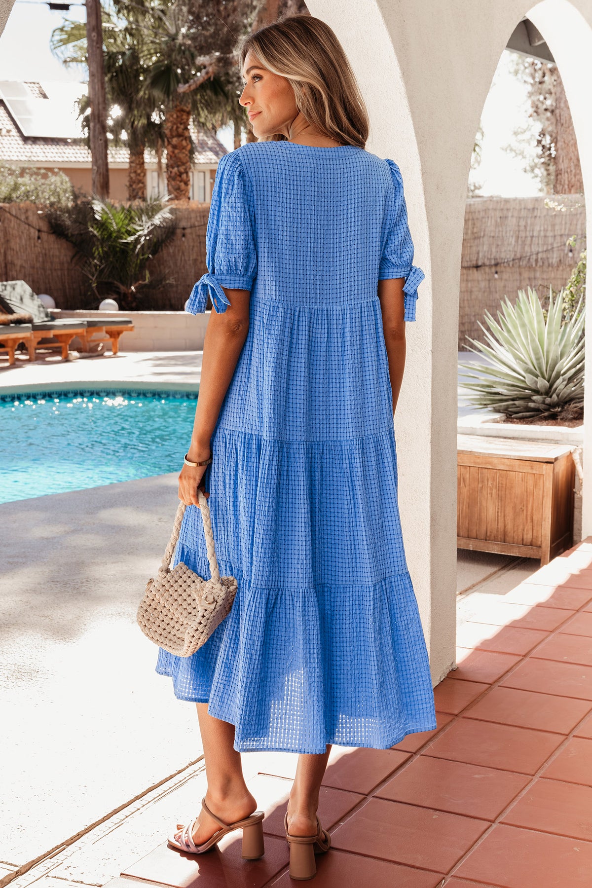 Vanilla Yellow Plaid Bow Midi Dress