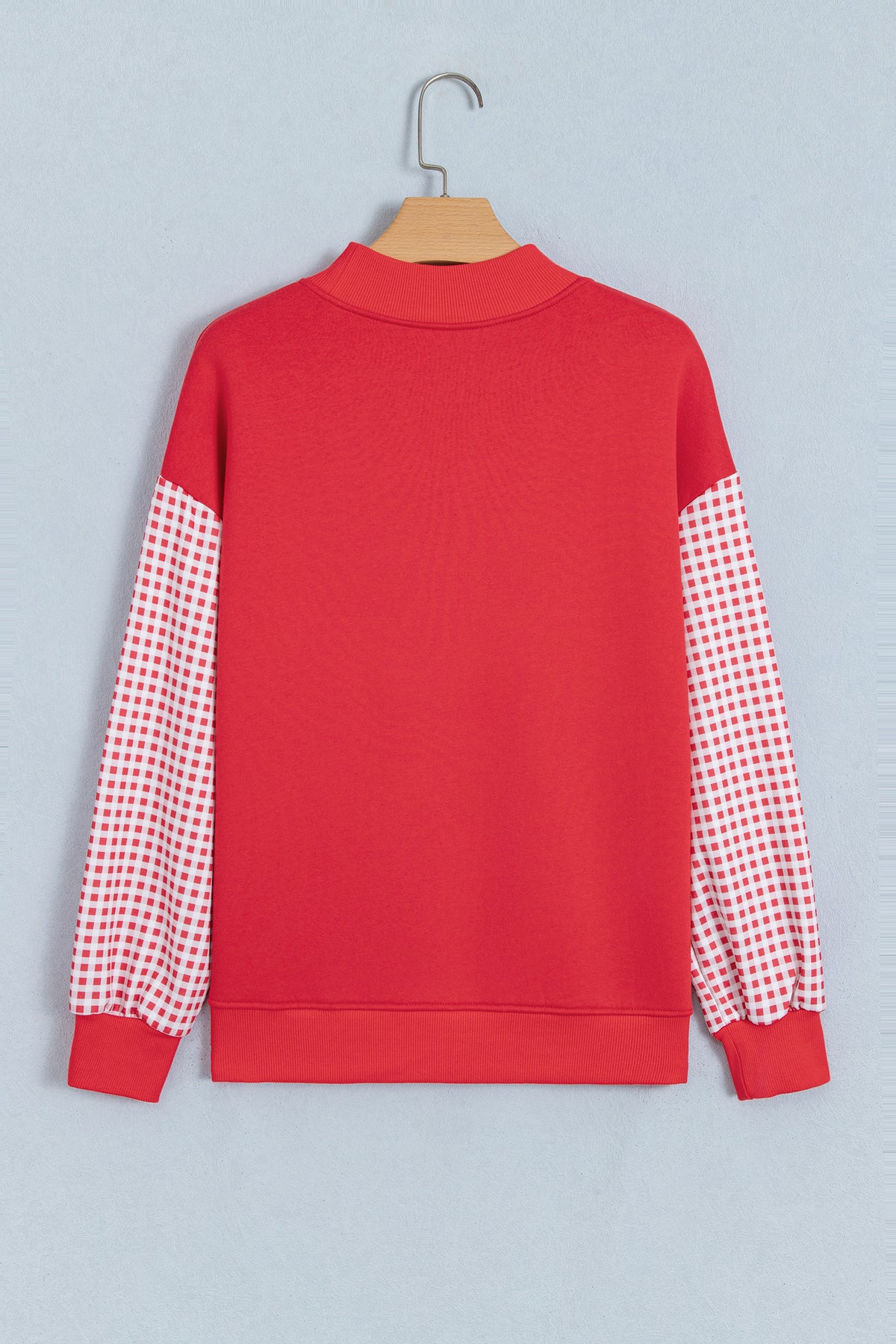 Fiery Red Gingham Plaid Oversized Sweatshirt