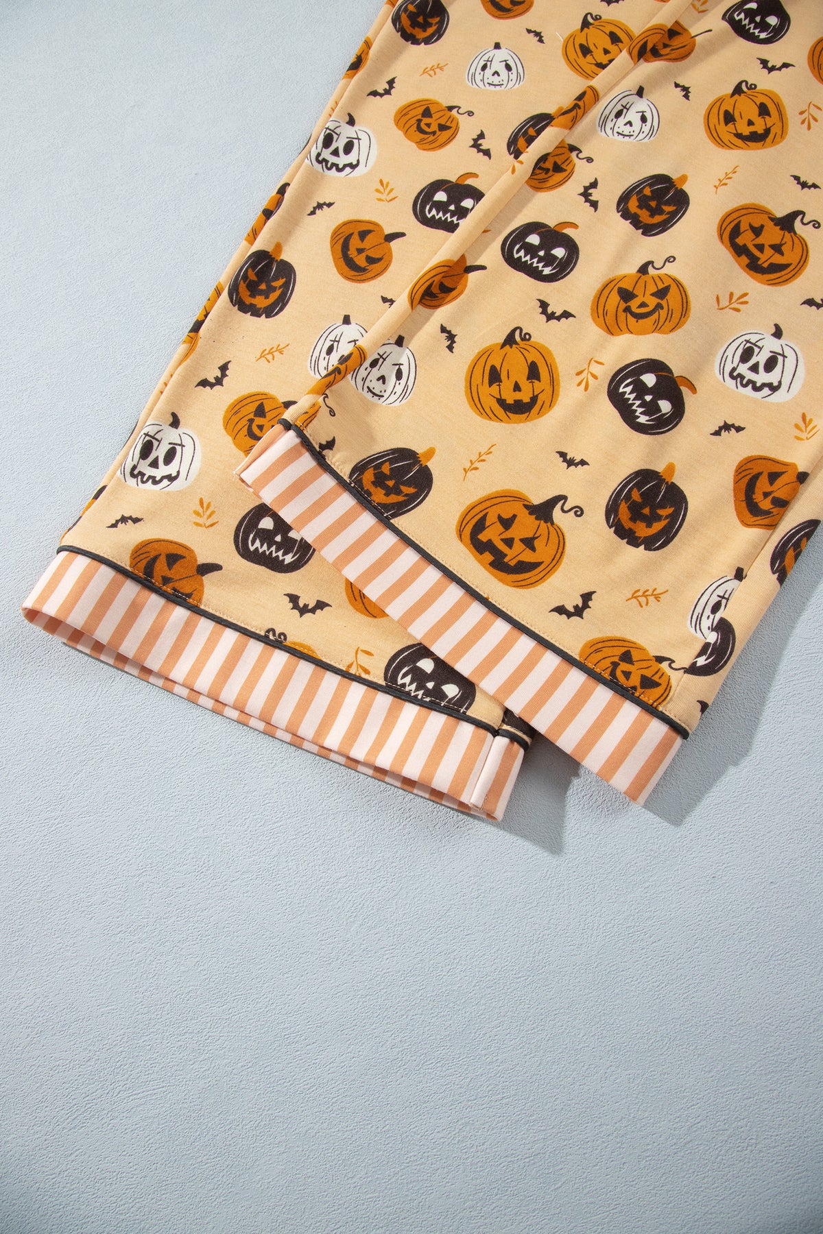 Orange Halloween Pumpkin Print Long Sleeve Lounge Set