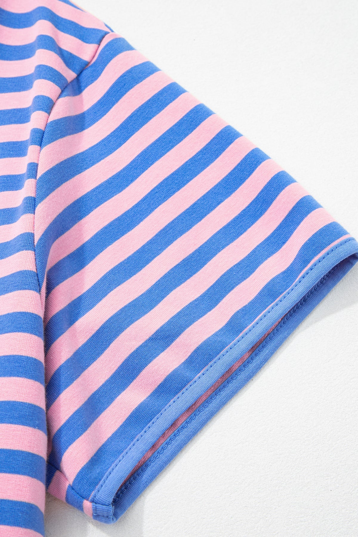 Women's Blue Stripe Relaxed Short-Sleeve Top Skort Two-Piece Set