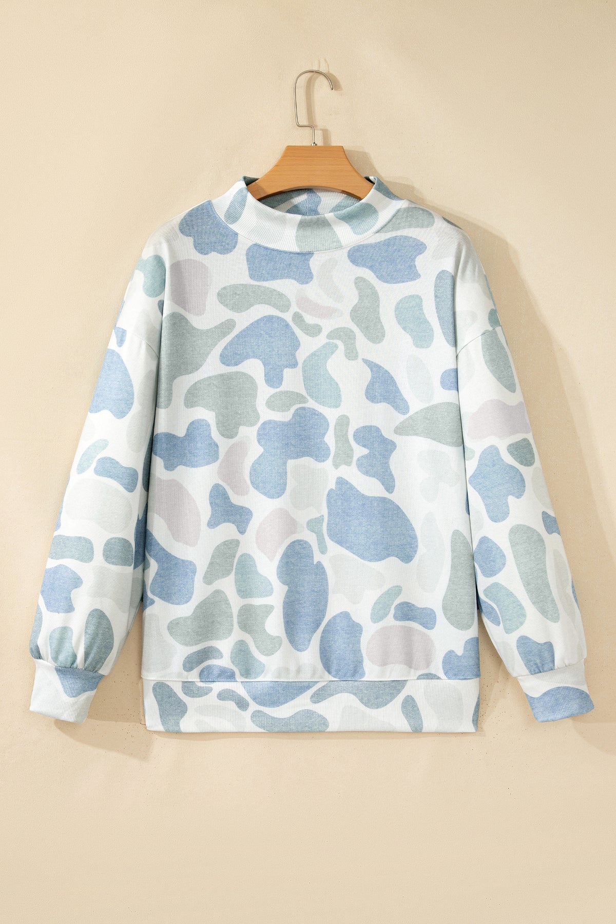 Sky Blue Camouflage Western Style Sweatshirt