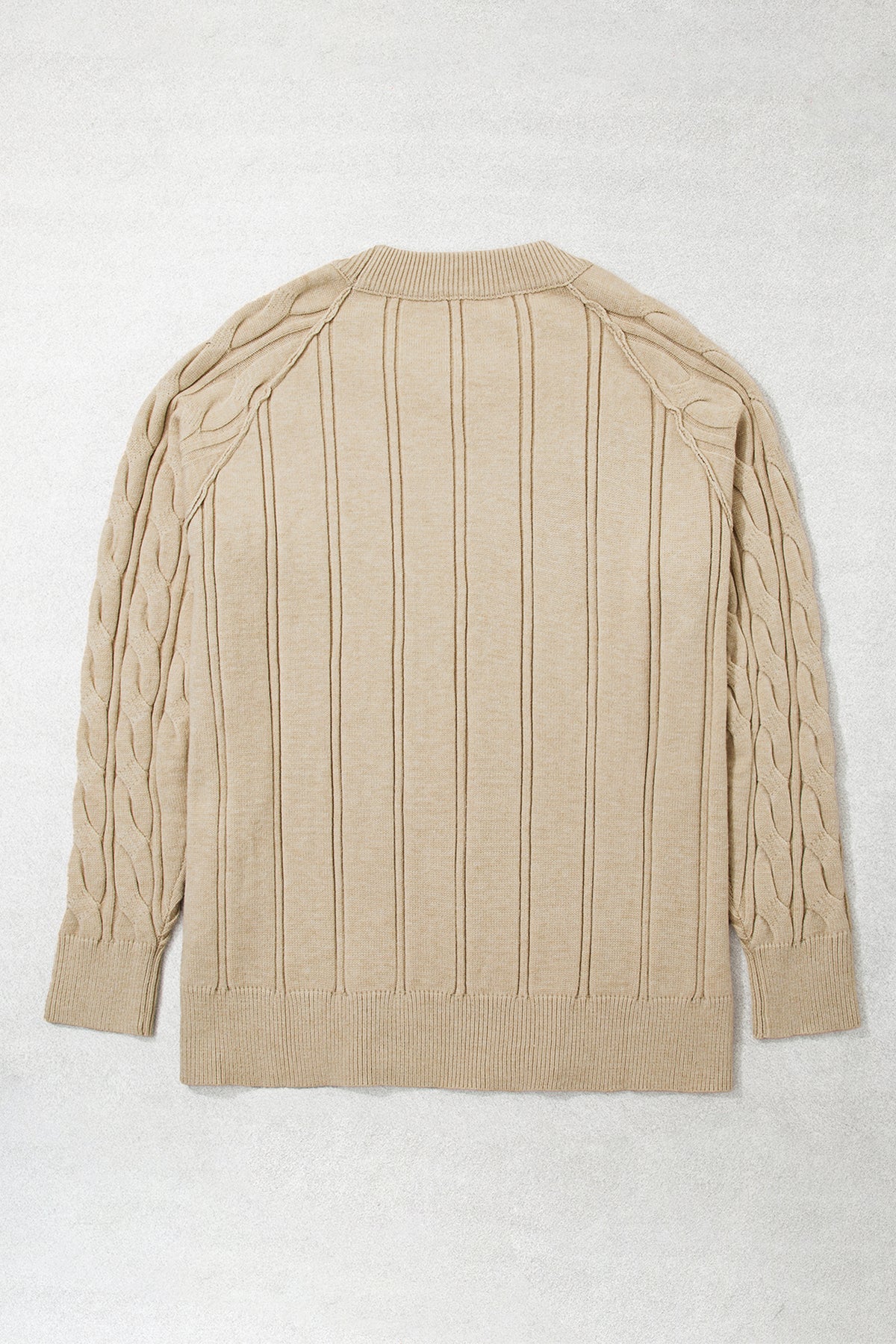 Parchment Oversized Cable Knit Long-Sleeve Round-Neck Tunic Length Plus Size Sweater