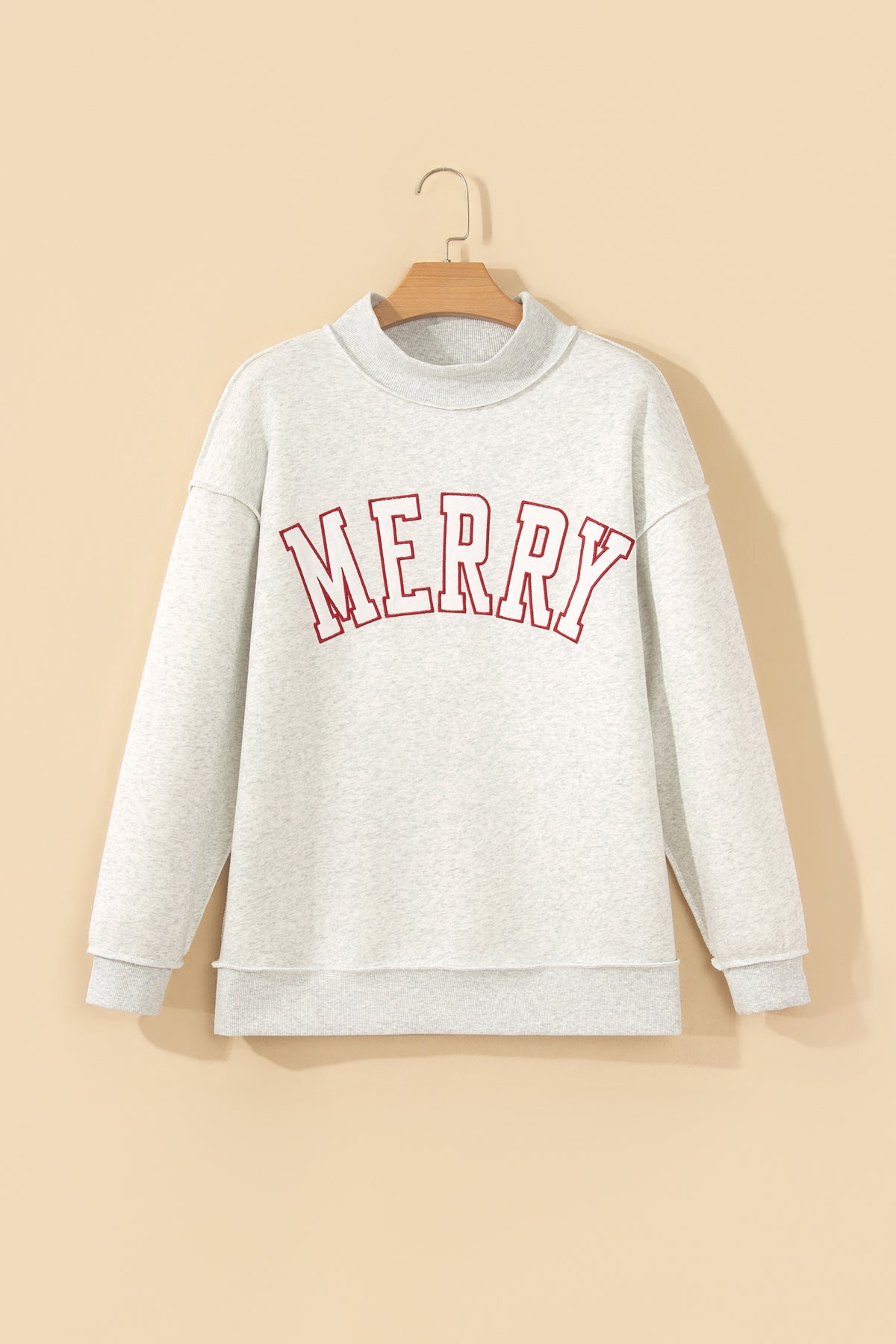 Blackish Green MERRY Embroidered Letter High Neck Tunic Sweatshirt