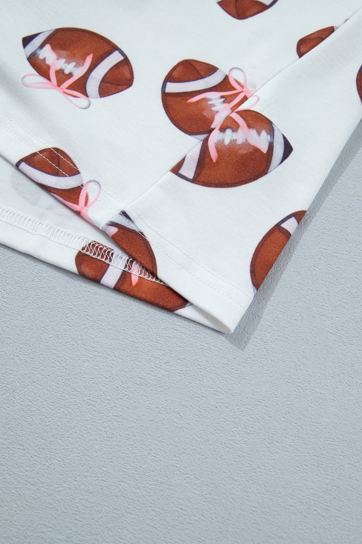White Rugby Print Button Down Top and Pants Pajama Set