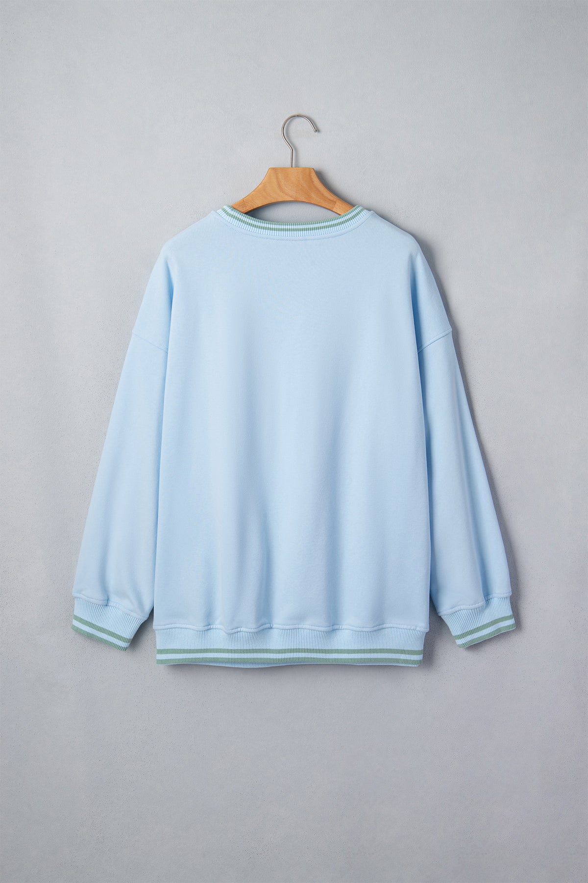 Beau Blue Embroidered Cowboy Letter Print Sweatshirt