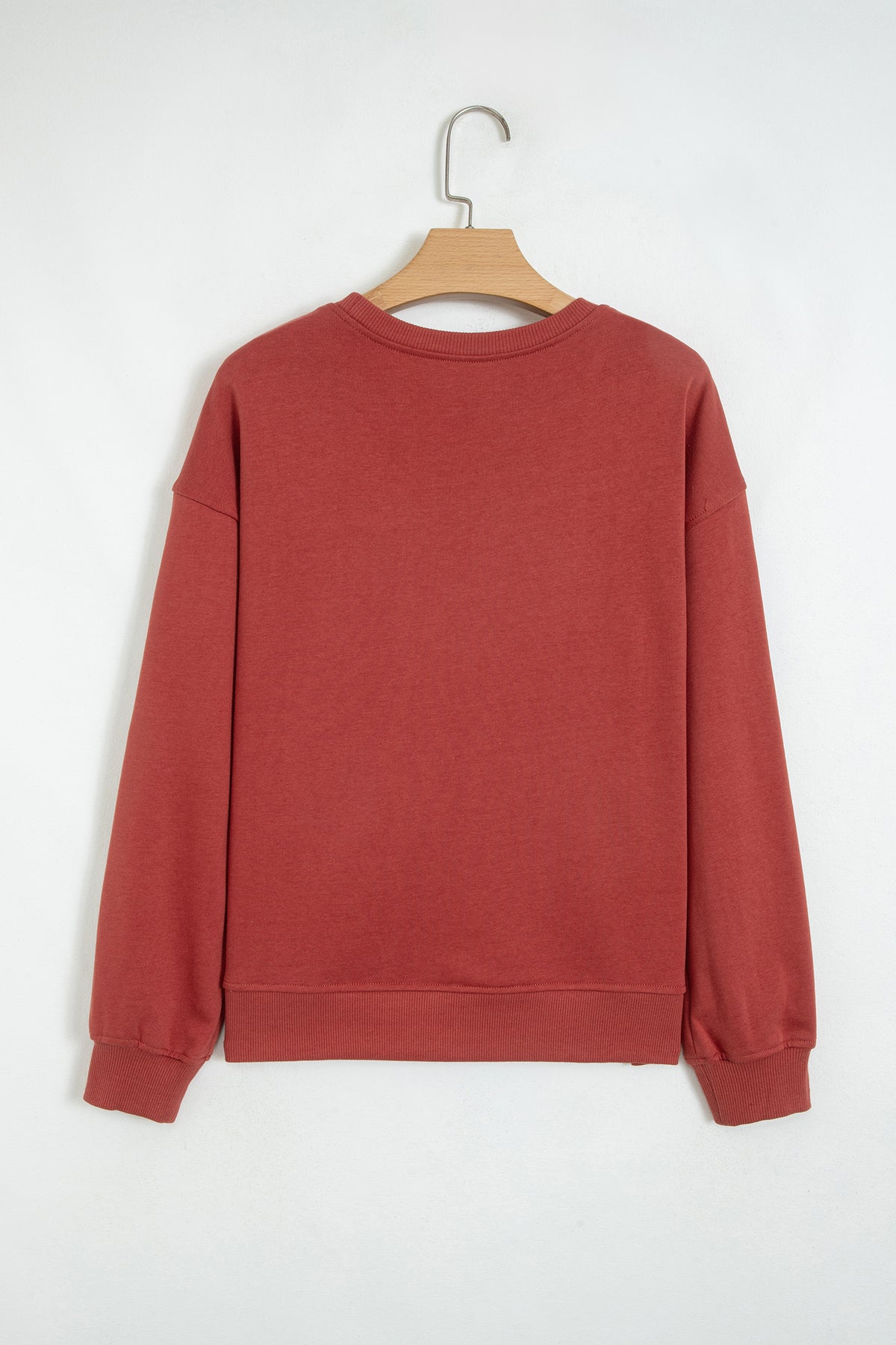 Mineral Red Checkered Trim Long Sleeve Shift Sweatshirt