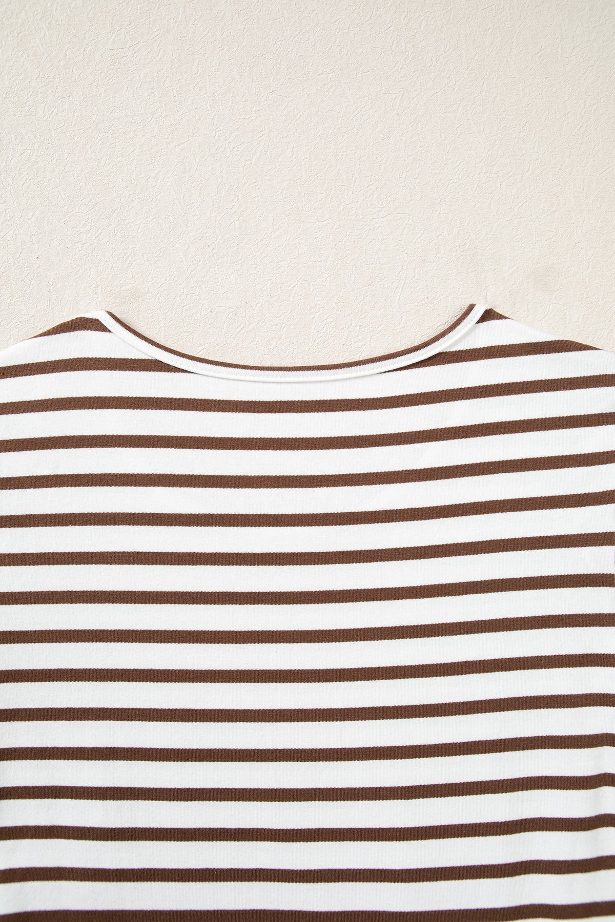 Brown Stripe Ribbed Knit Long Sleeve Bodice Patchwork Flared Dress