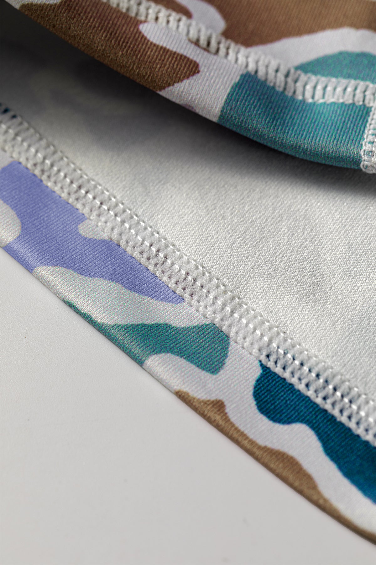 Sky Blue Abstract Camo Printed Seam Biker Shorts