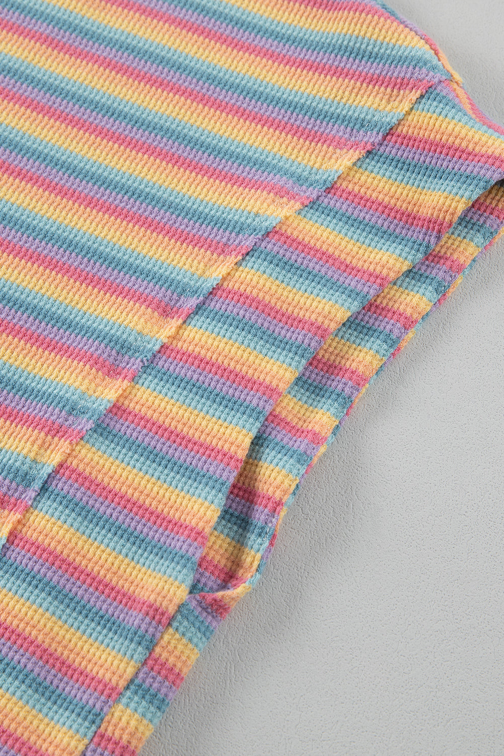 Women's Pink Stripe Crewneck Tee and Tasseled Shorts Set