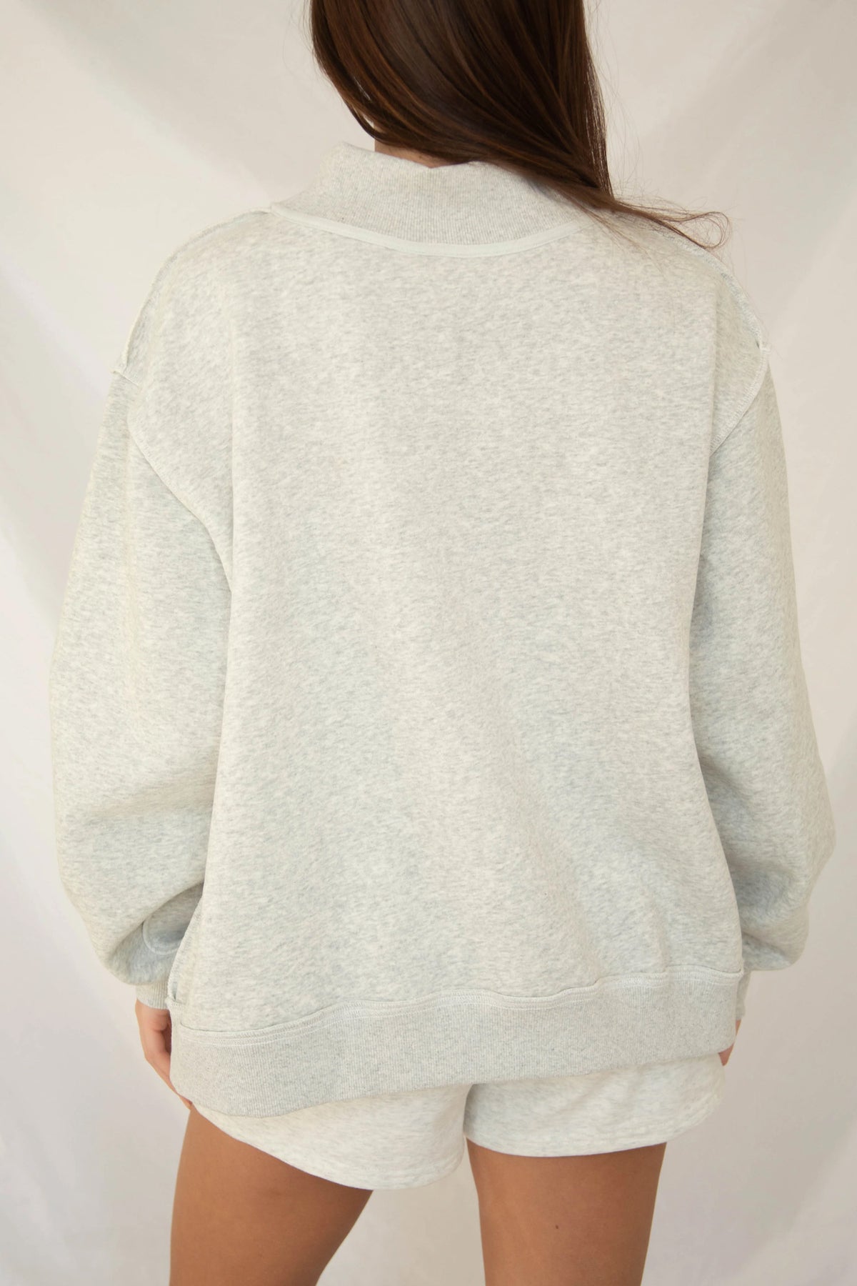 Gray High Neck Polka Dot Slogan Printed Sweatshirt