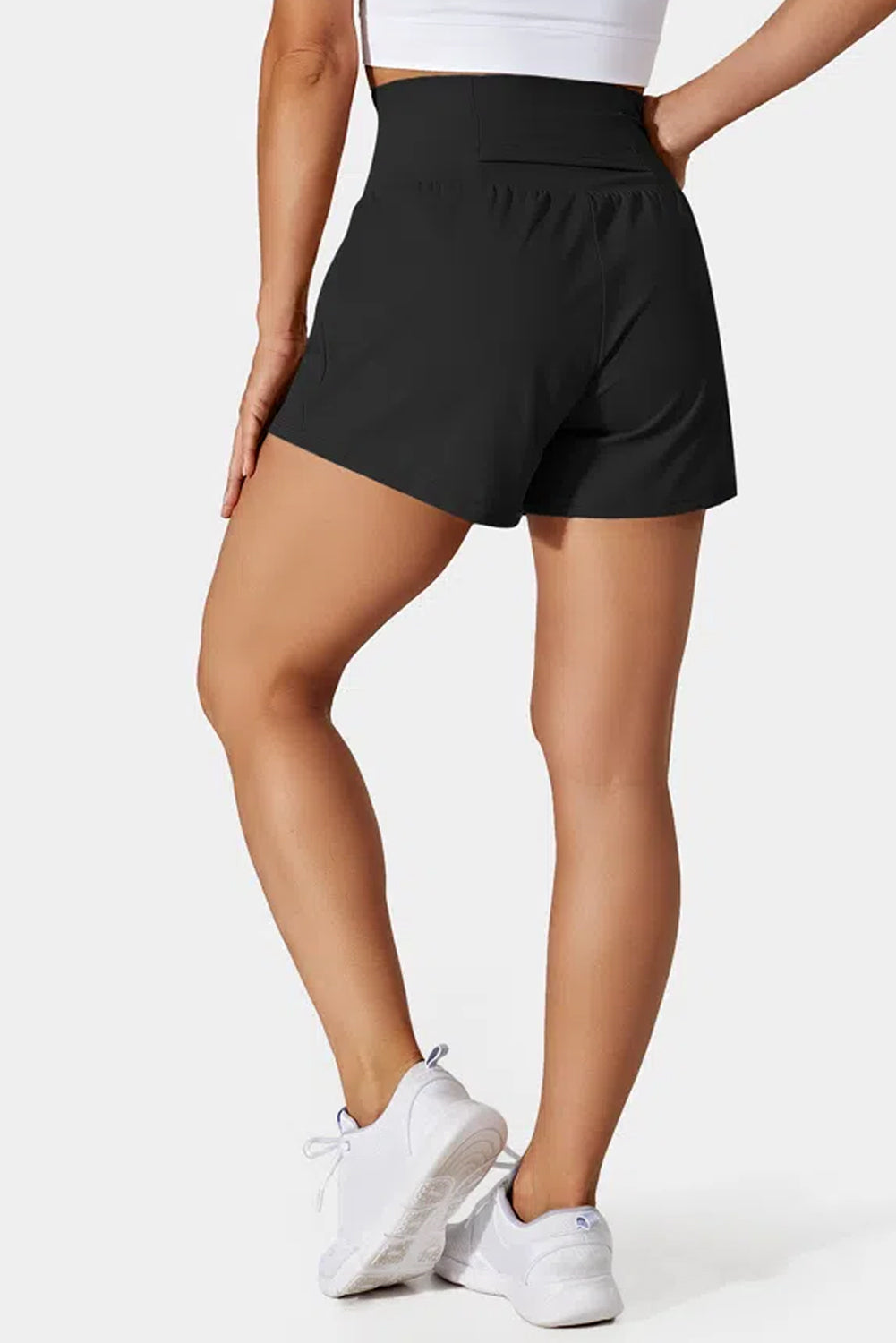 Black Wide-Waistband Swim Shorts