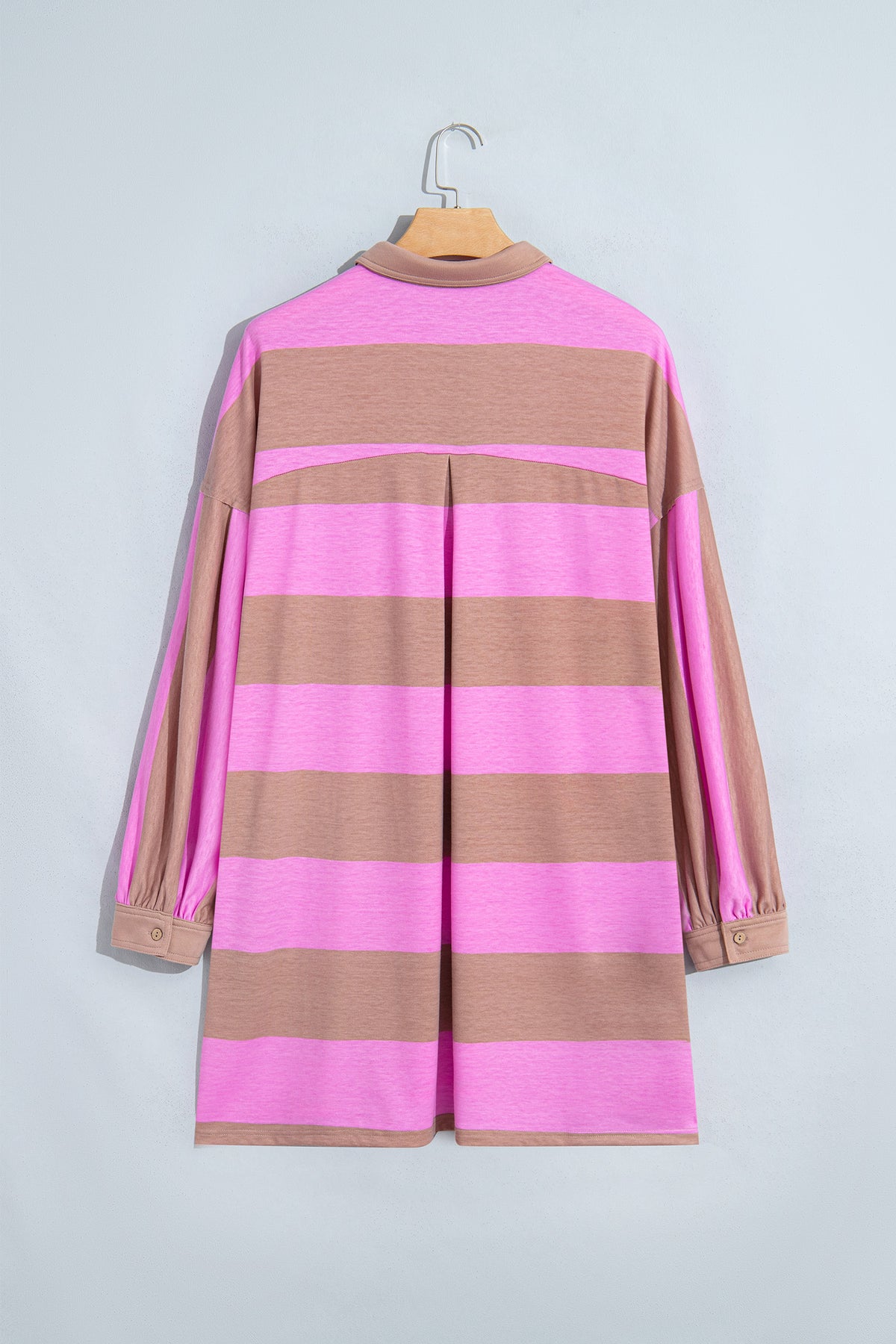 Rose Stripe Striped Color-Block Long-Sleeve V-Neck Shift Plus Size Dress
