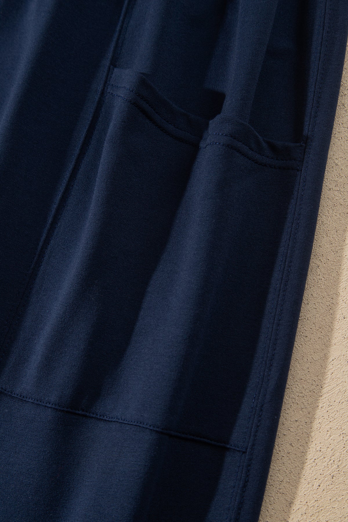Dirty blue Elastic Waist Drawstring Wide Leg Full-Length Pants