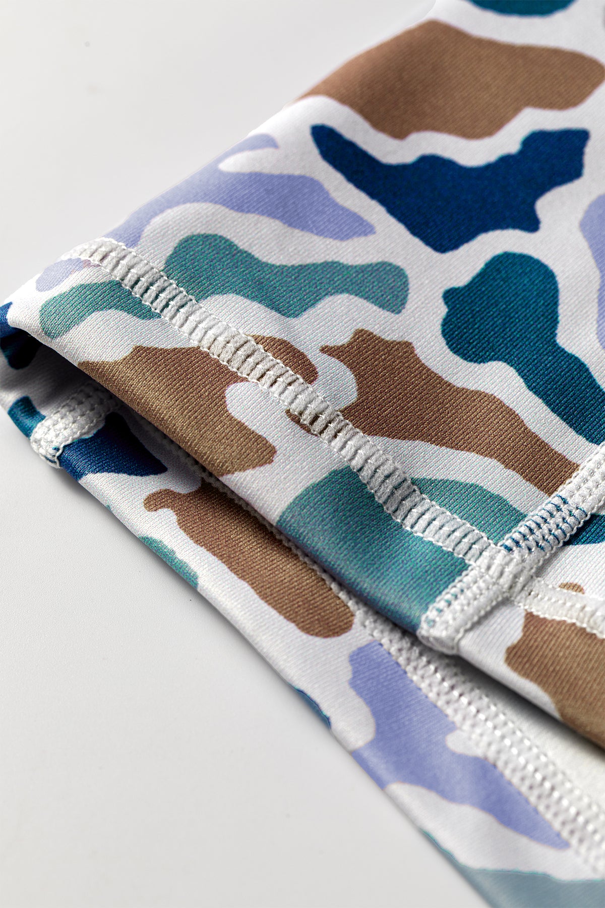 Sky Blue Abstract Camo Printed Seam Biker Shorts