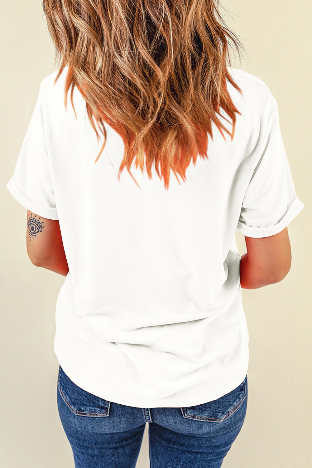 White Easter Egg Bow Bunny Ear Printed T-Shirt