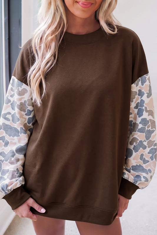 Coffee Camouflage Sleeve Crewneck Sweatshirt
