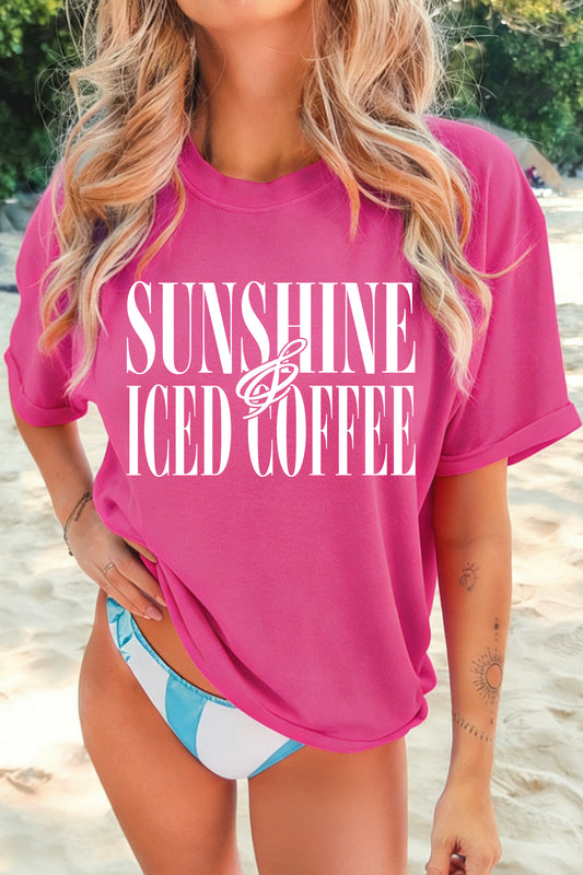 Rose Red SUNSHINE ICED COFFEE Casual Summer T-Shirt