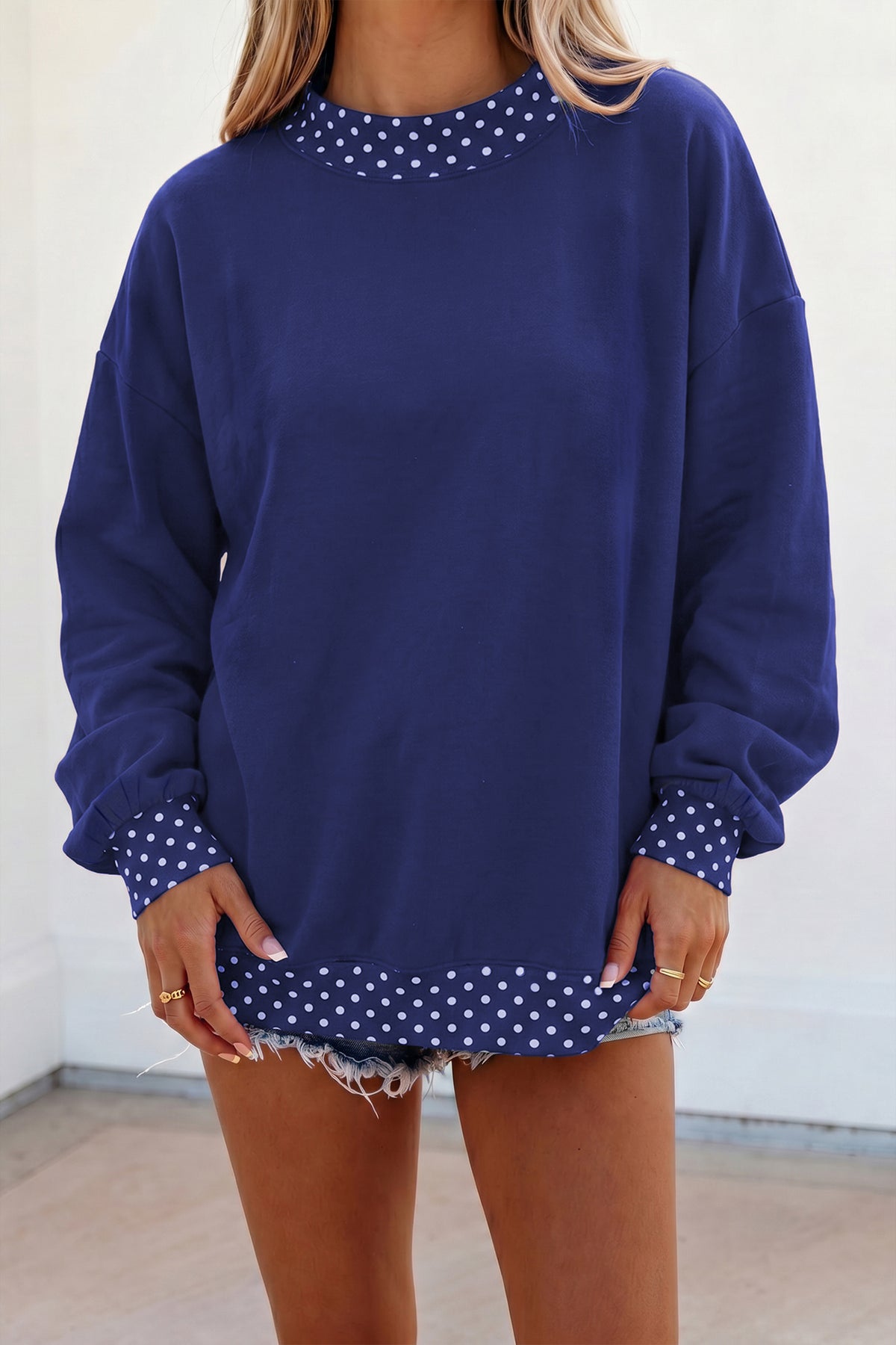 Tillandsia Purple Polka Dot Oversized Sweatshirt