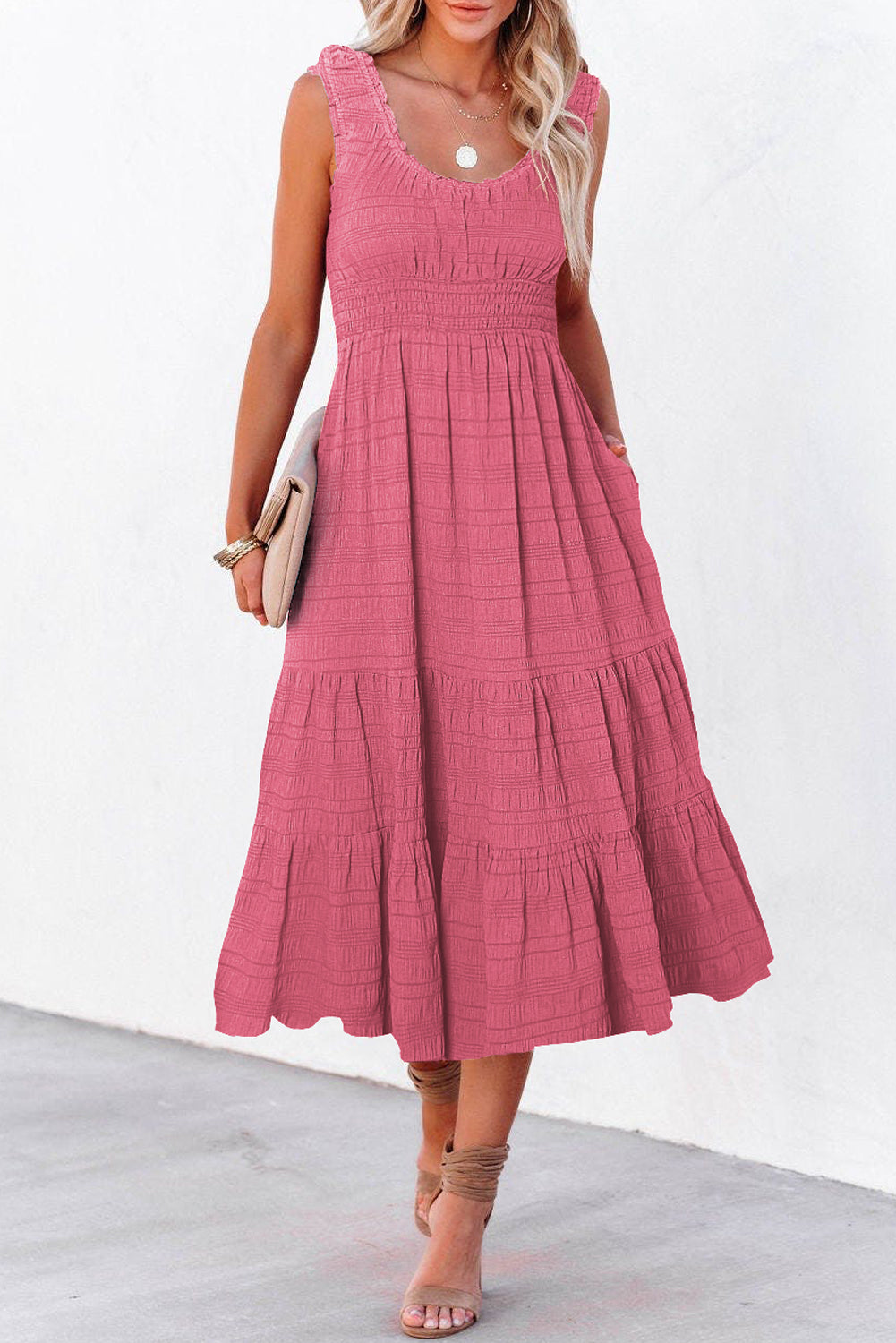 Black Square-Neck Midi Dress