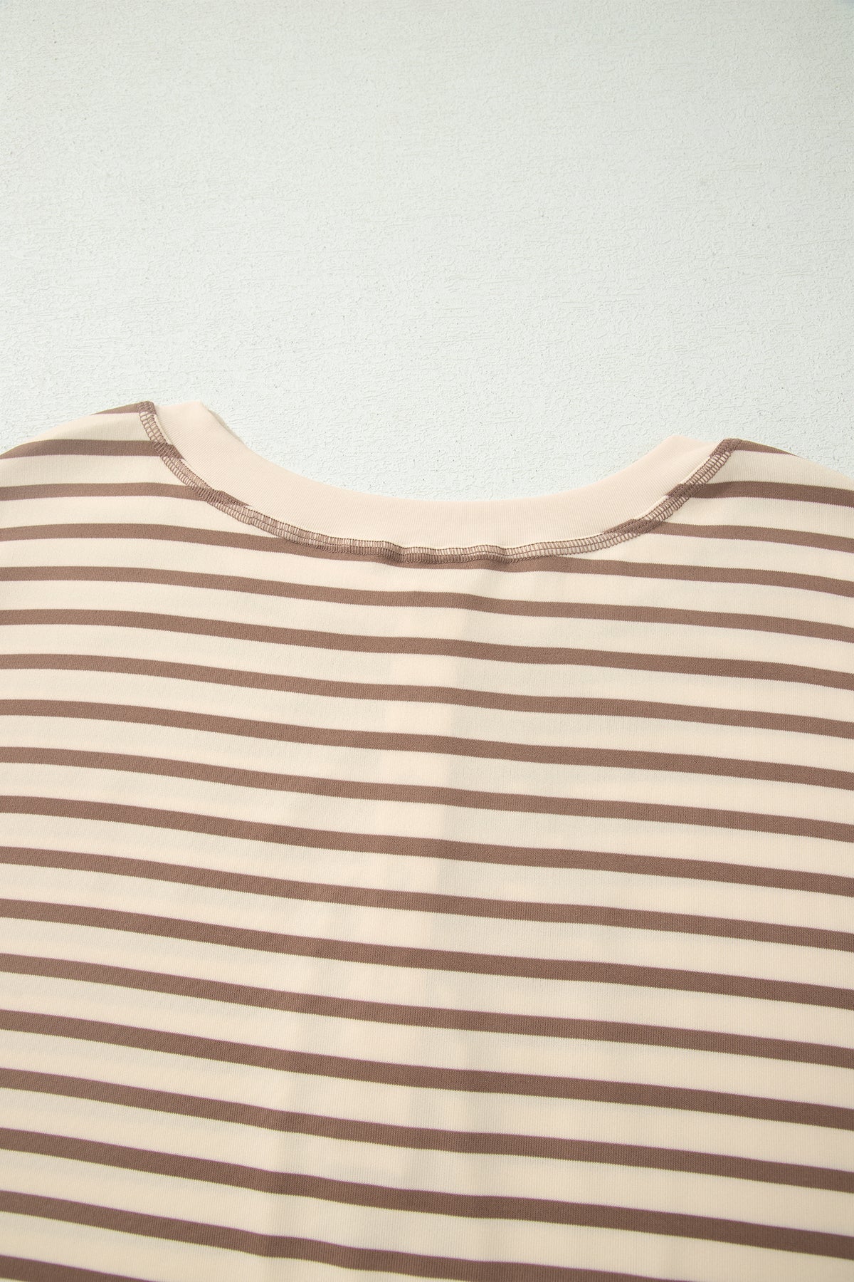 Brown Stripe Plus Size Half Buttons Top and Shorts Set