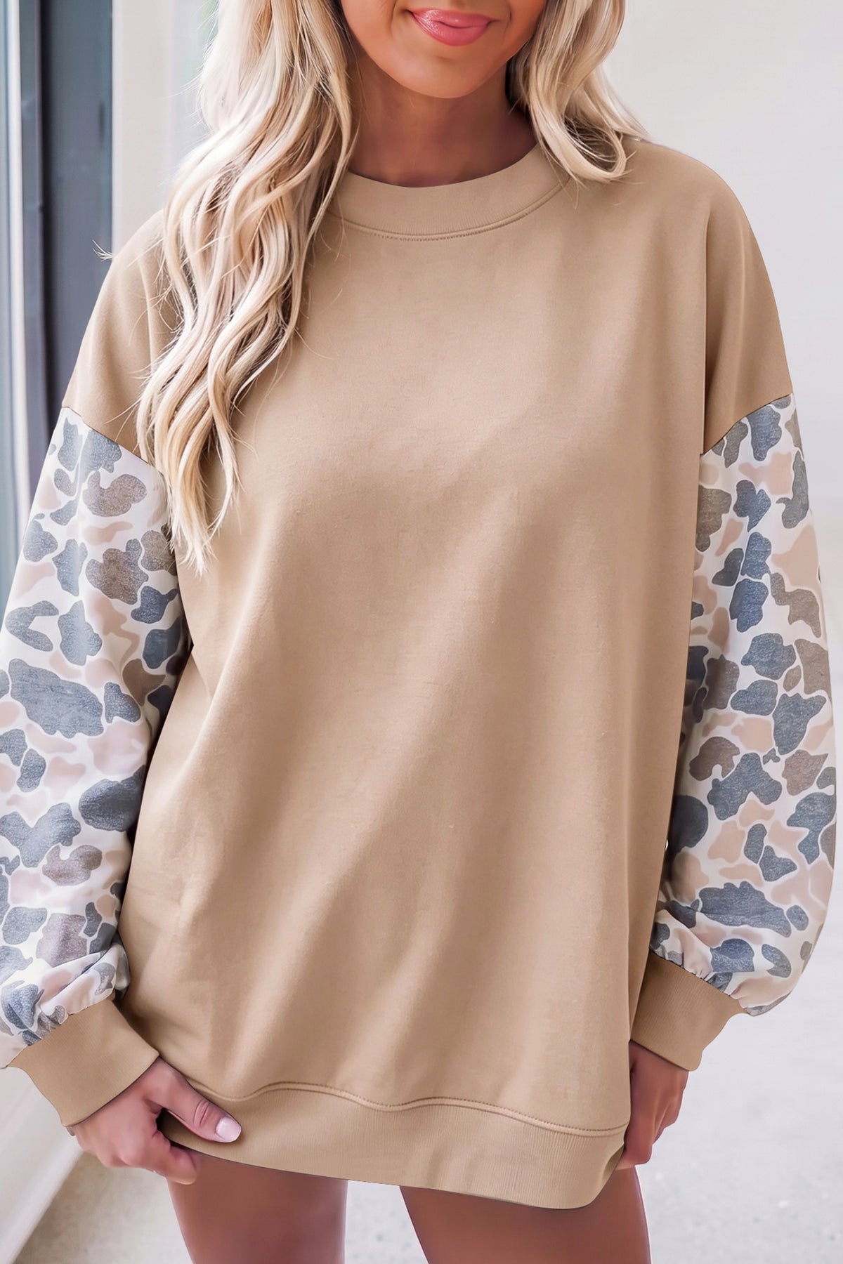 Coffee Camouflage Sleeve Crewneck Sweatshirt