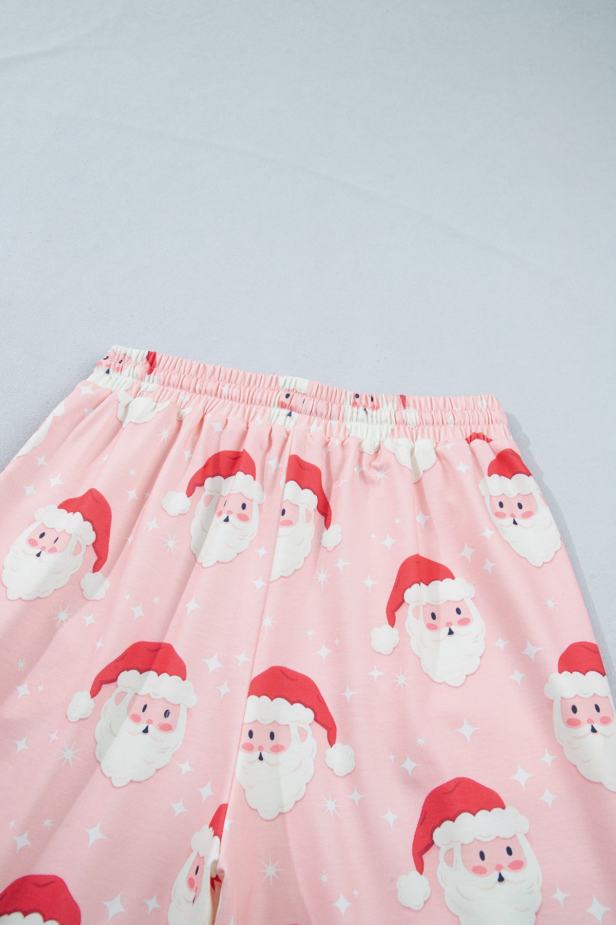 Pink Abstract Santa Pattern Long Sleeve Shift Lounge Set