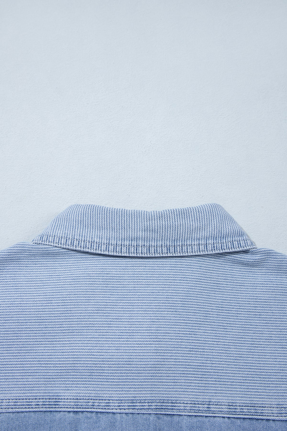 Beau Blue Lightweight Denim Striped Button Down Shacket