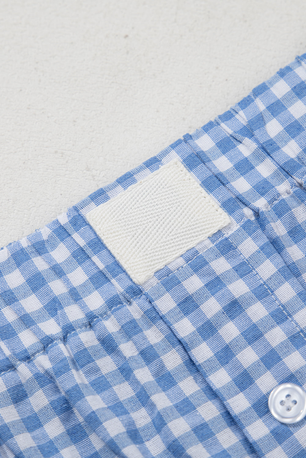 Blue Gingham Printed High Waist Shorts