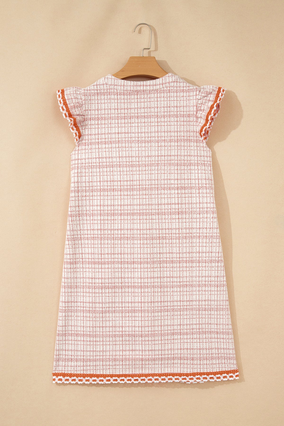 White Jacquard Textured Short Sleeve Tassel Tie Shift Dress