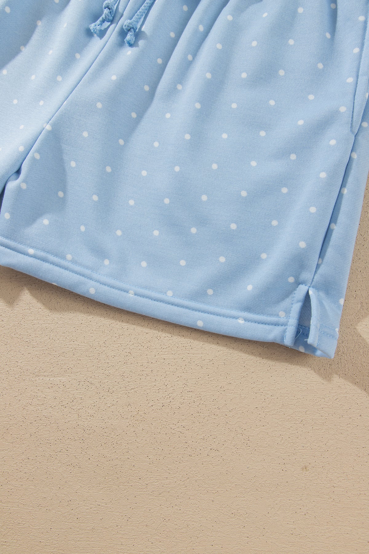 Pink Polka Dot Printed Oversized Hoodie Casual Shorts Set