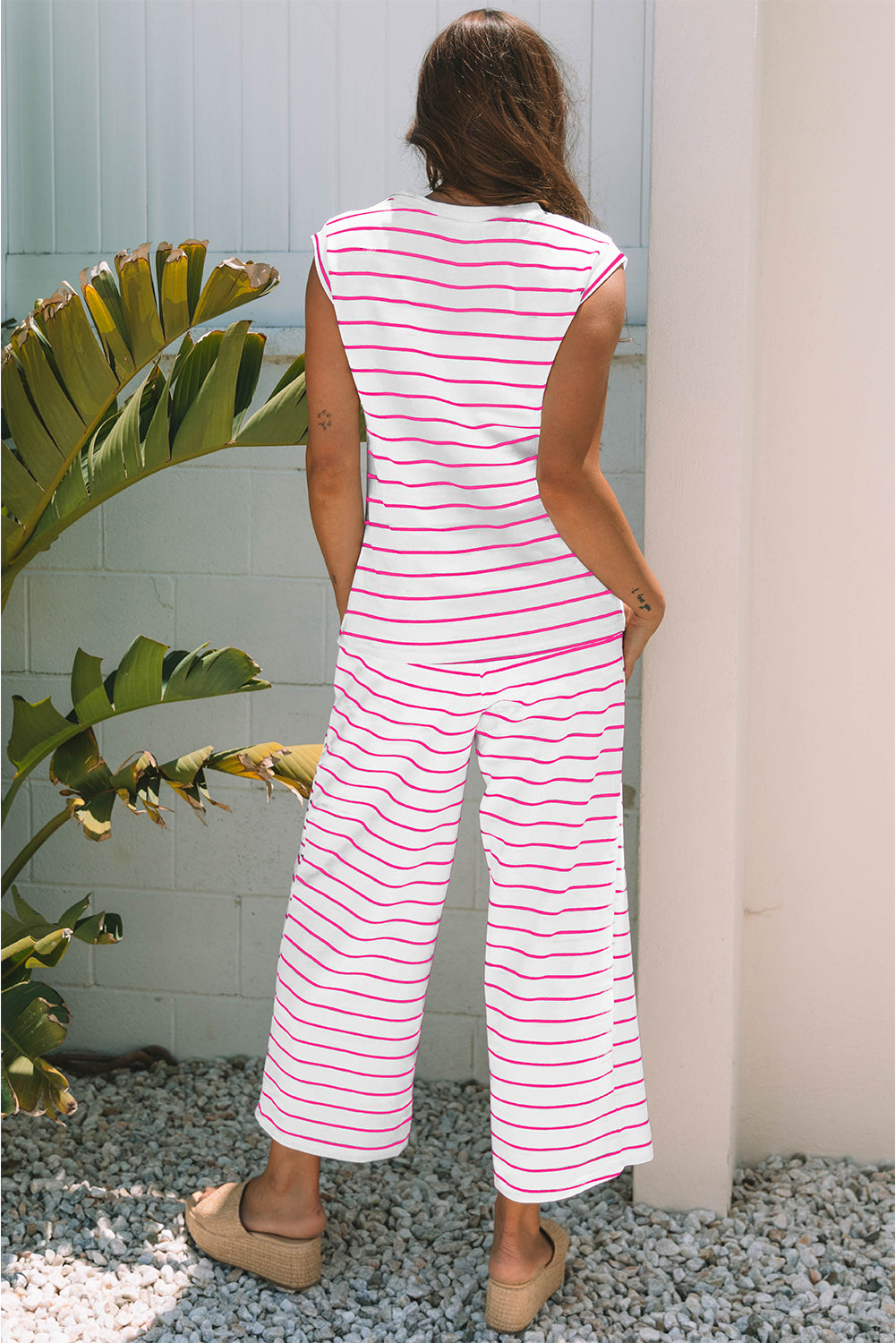 Women's Sail Blue Wide Leg Two-Piece Pants Set